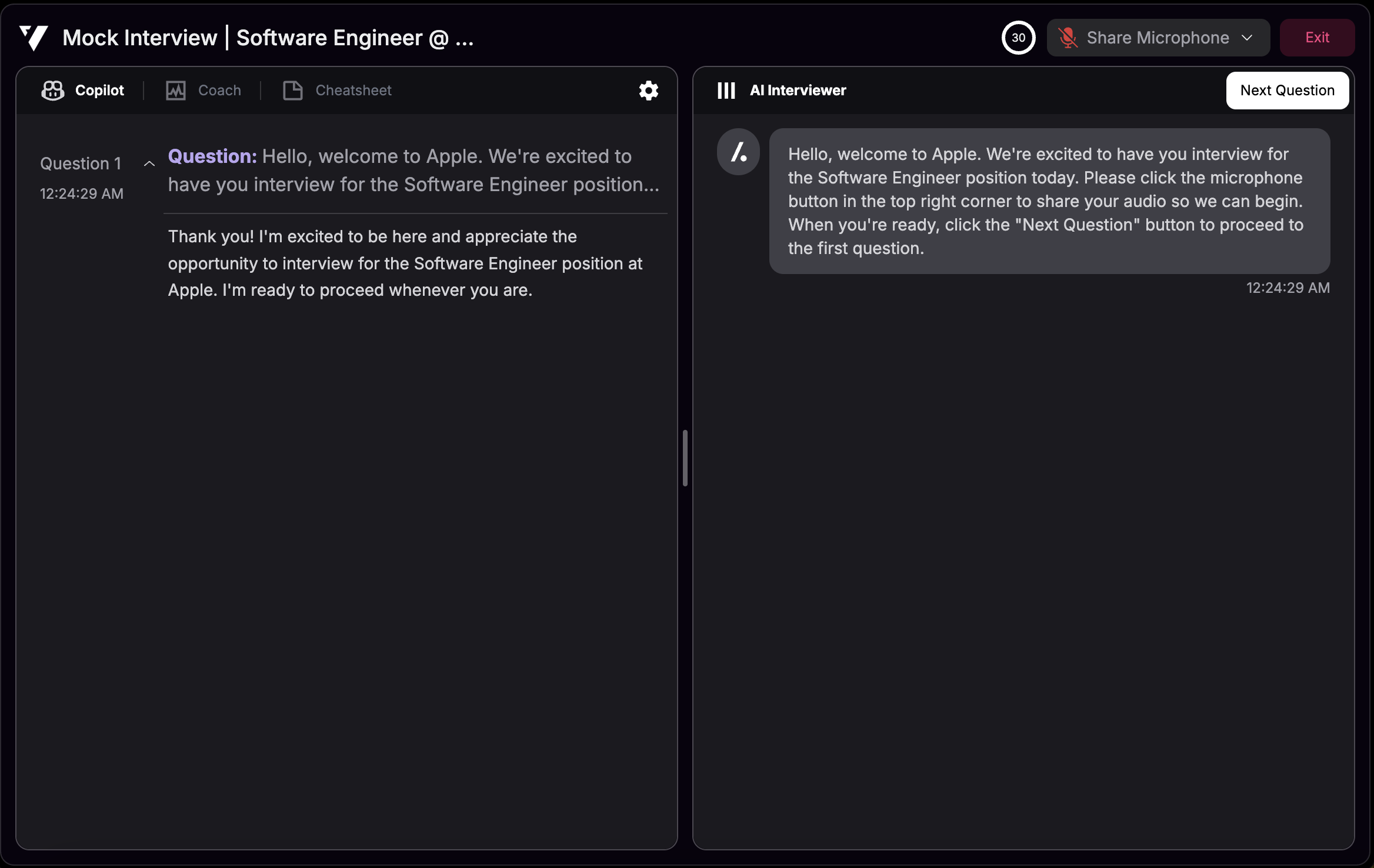 Mock interview session