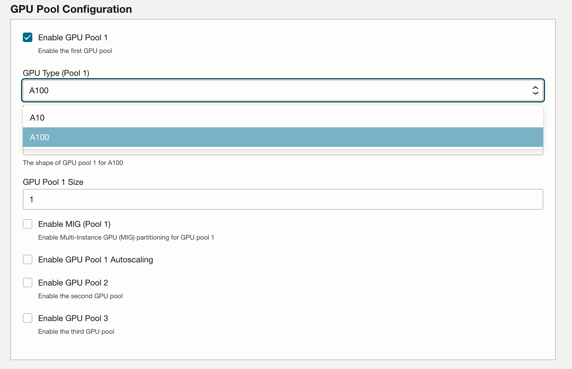 GPU Pool Configuration