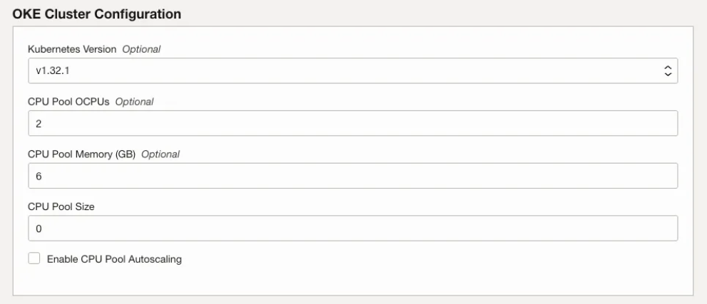 OKE Cluster Configuration