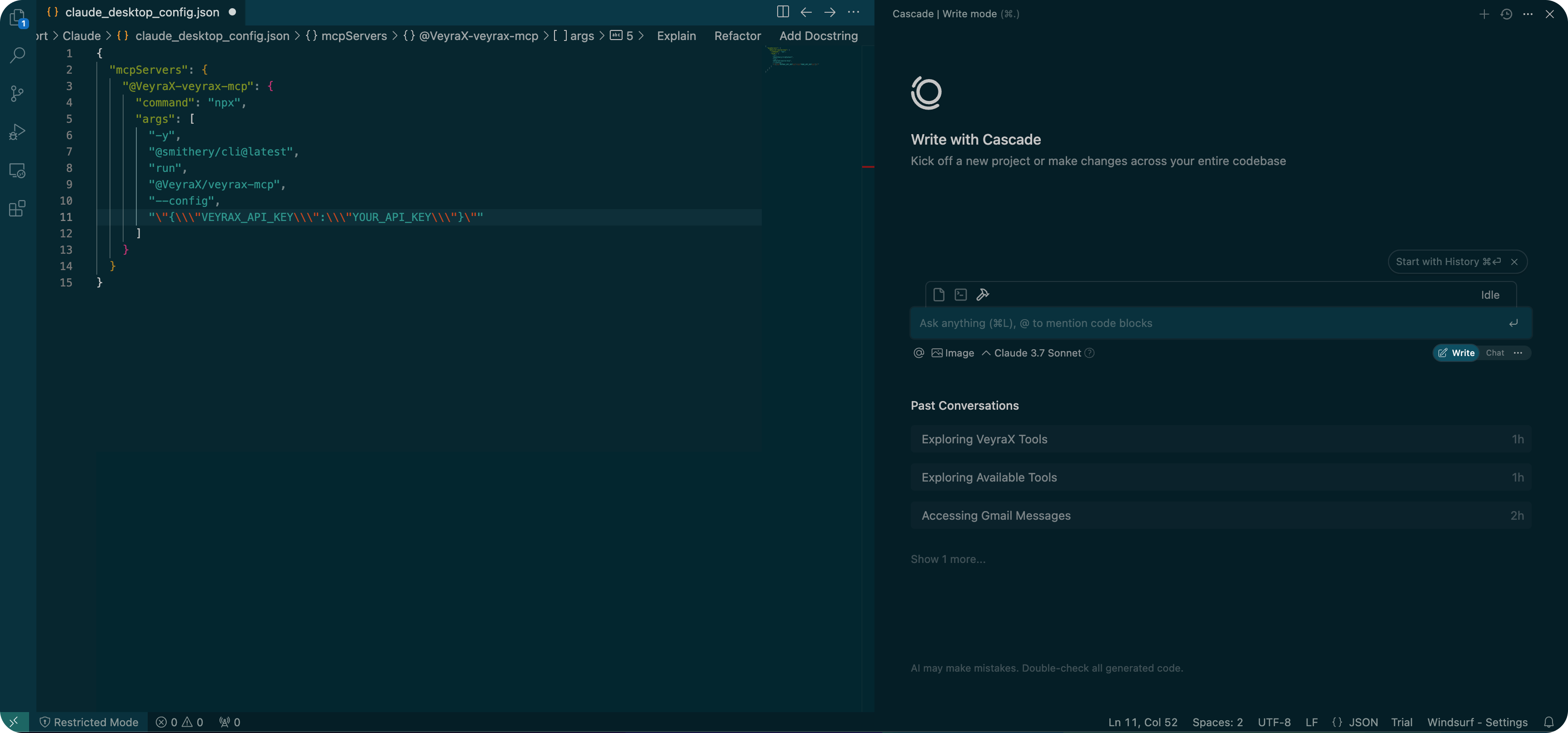 Using VeyraX in Windsurf