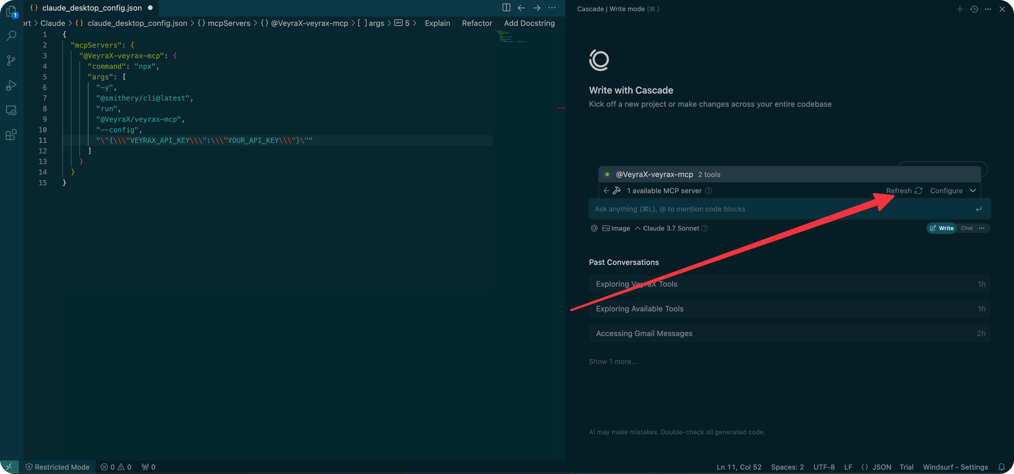 Using VeyraX in Windsurf