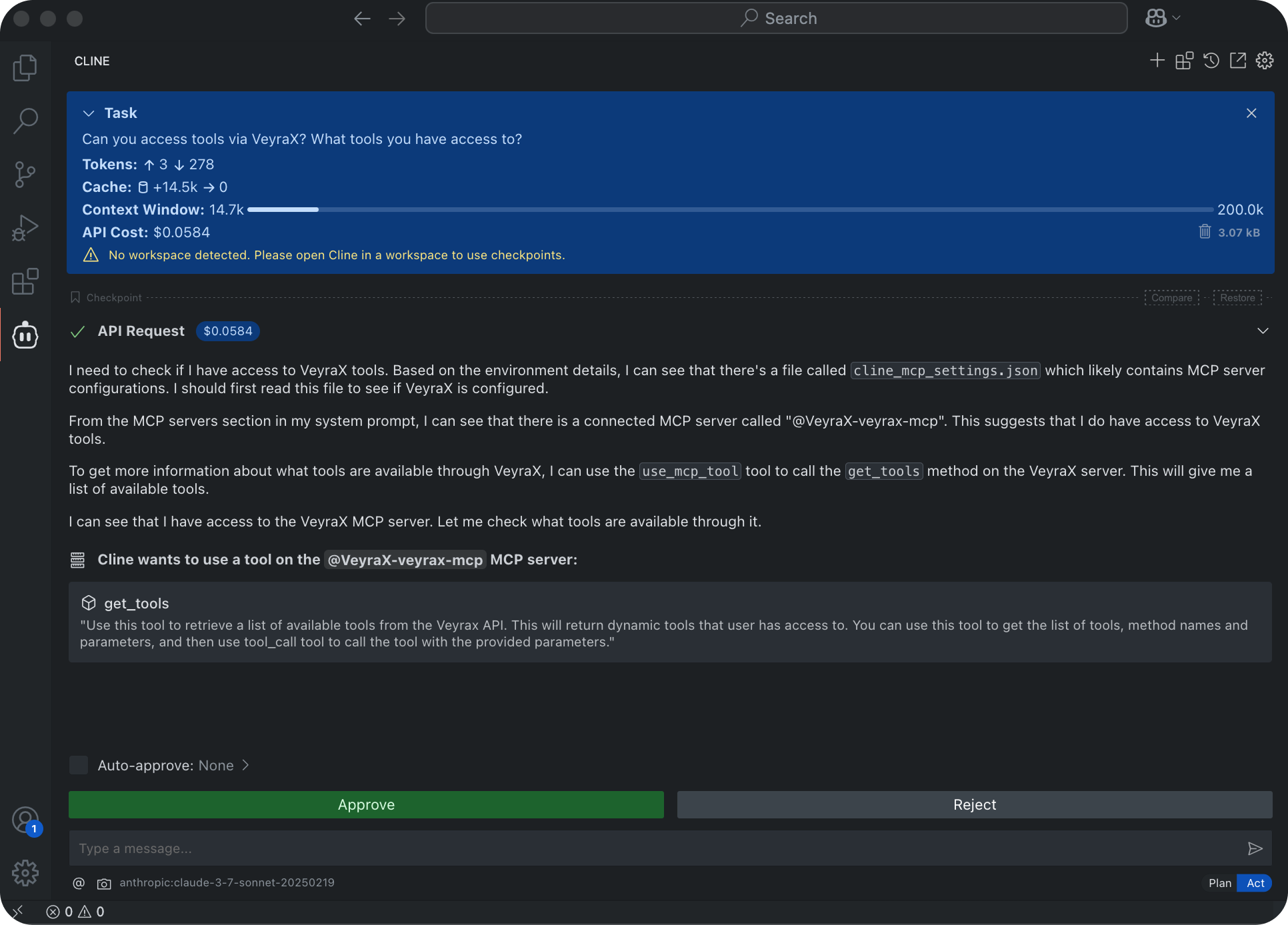 Using VeyraX in Cline