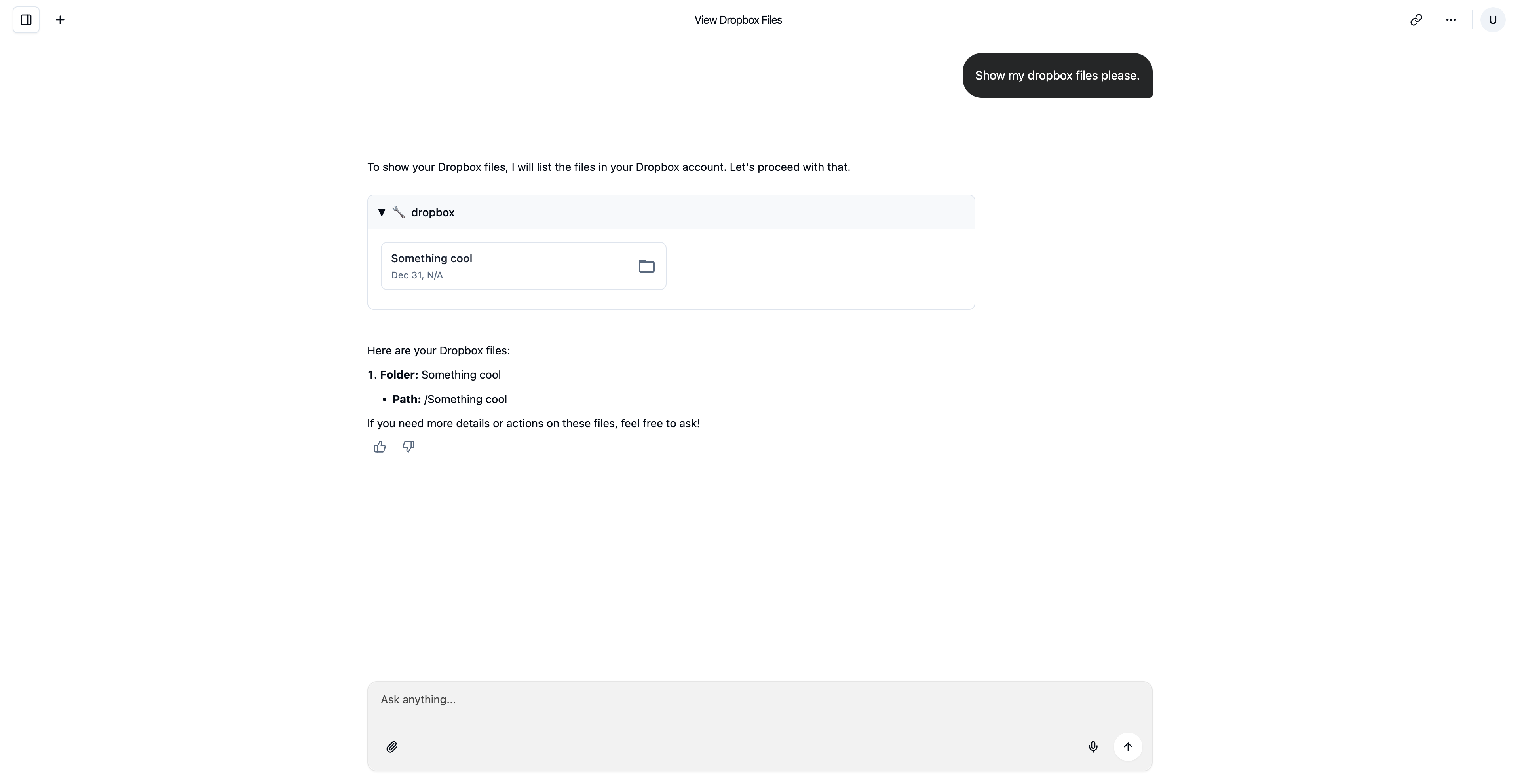 Dropbox Integration Example