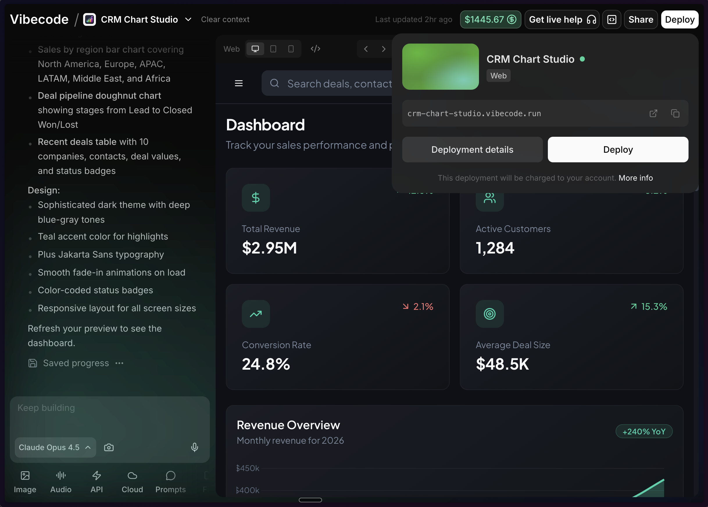 Deploy button in top right corner