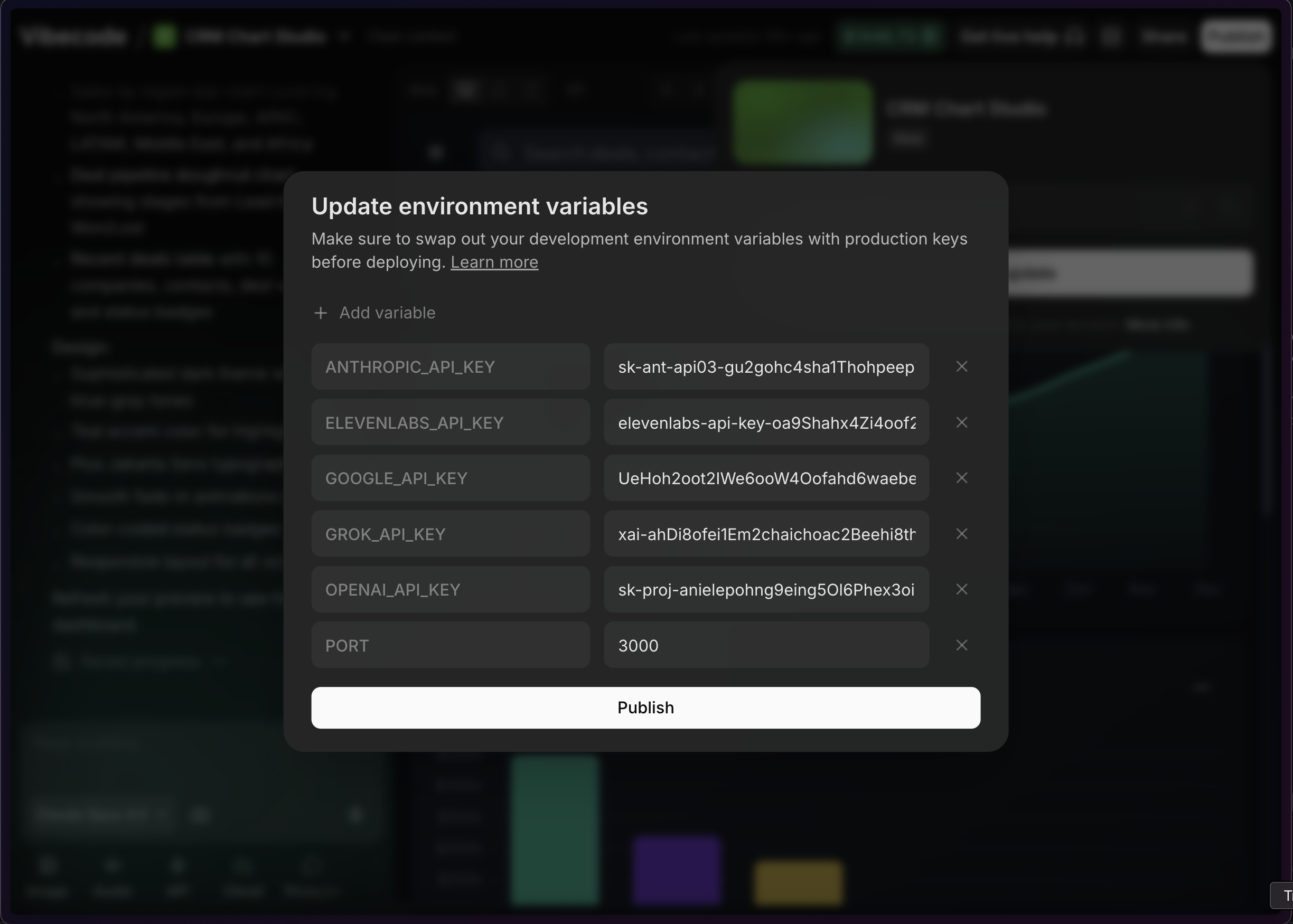 Environment variable configuration