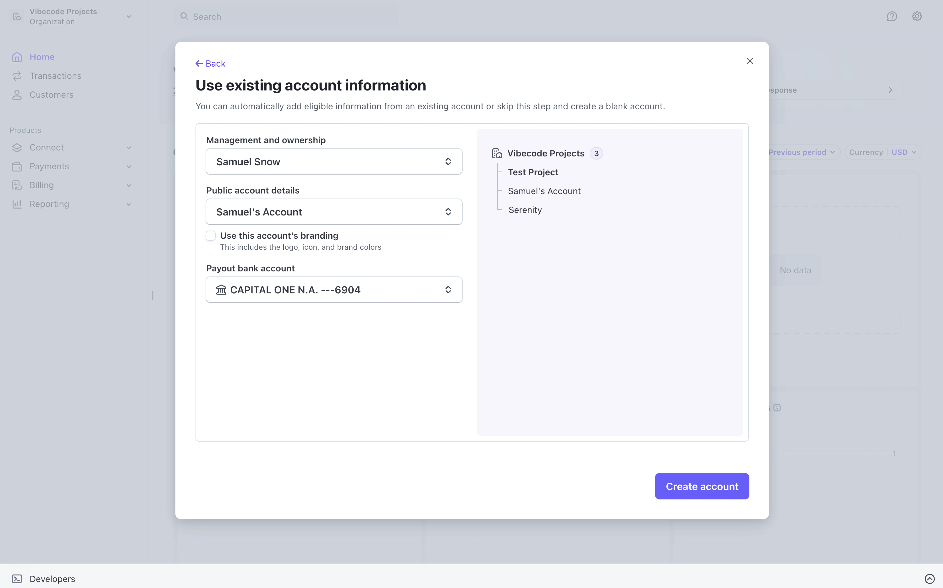 Use Existing Account