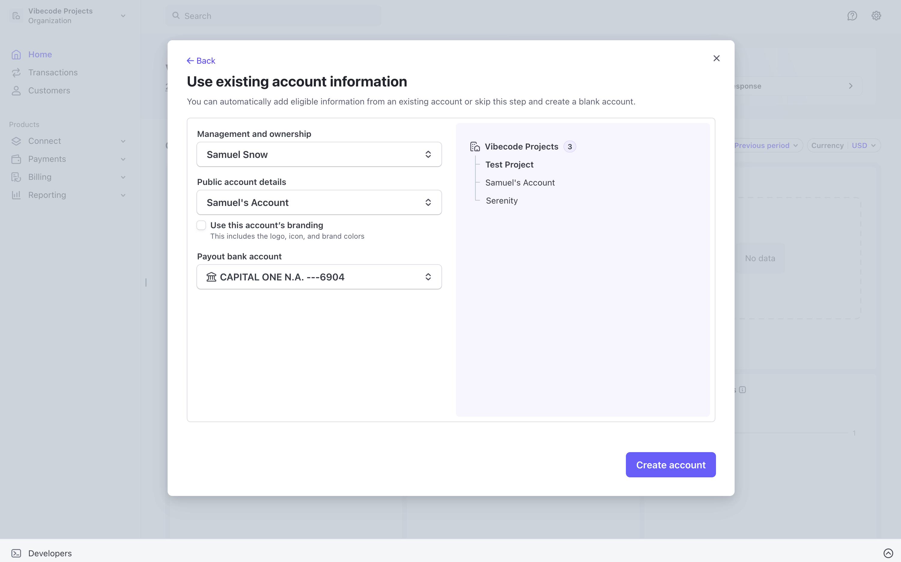 Use Existing Account