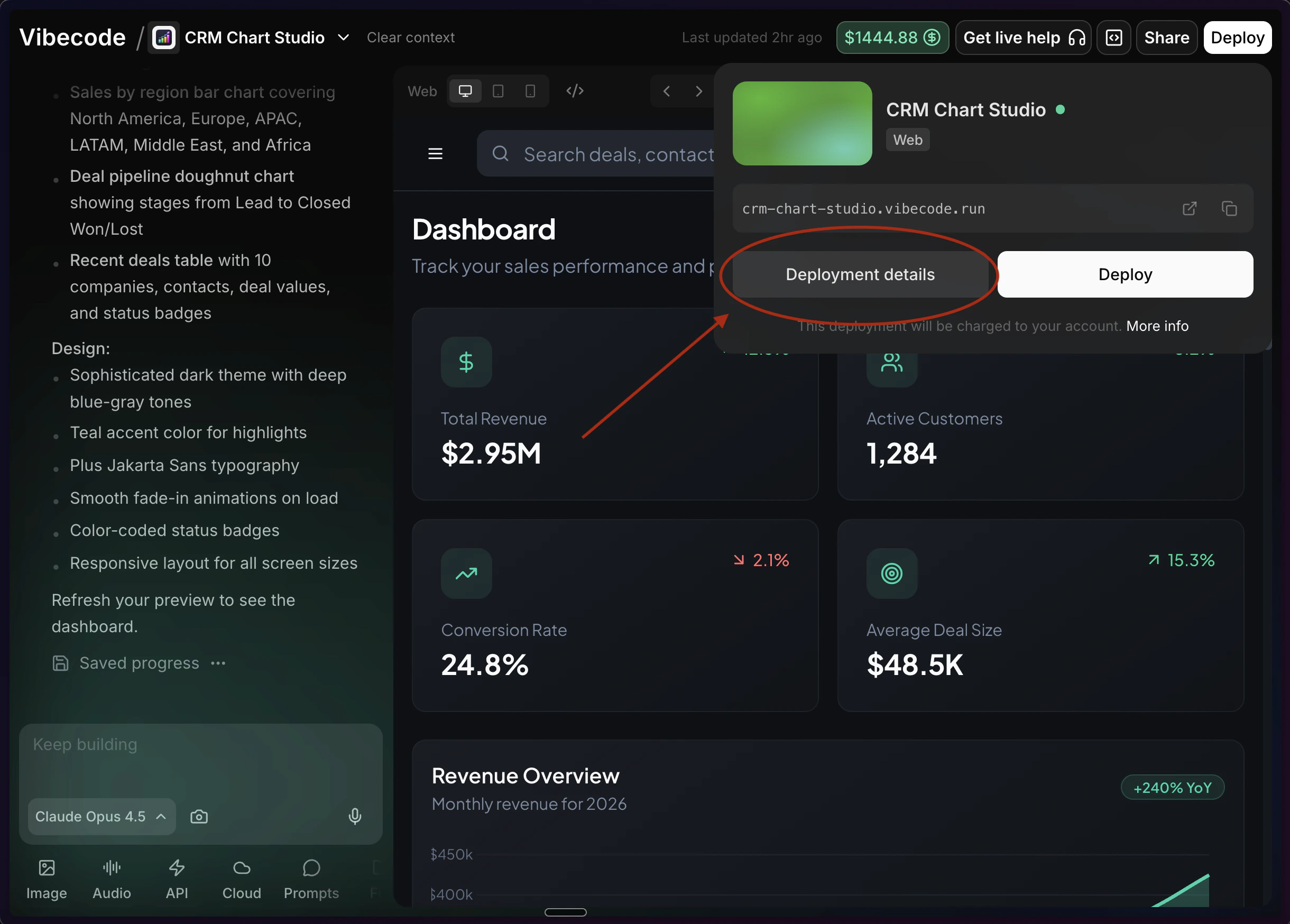 Accessing the deployment dashboard