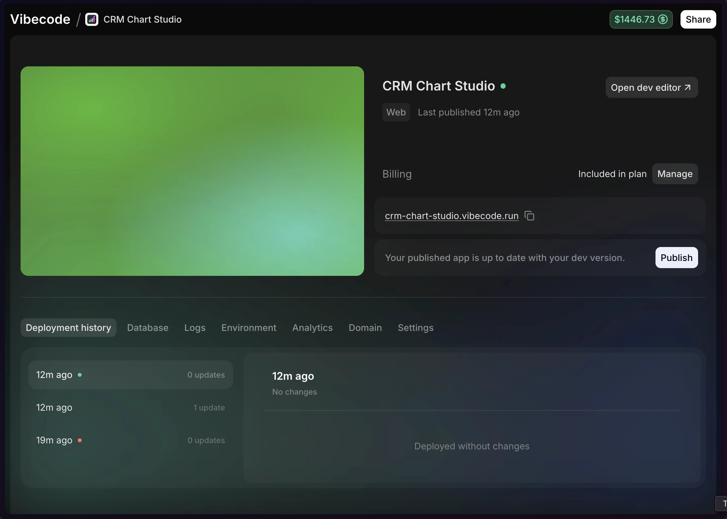 Deployment dashboard overview