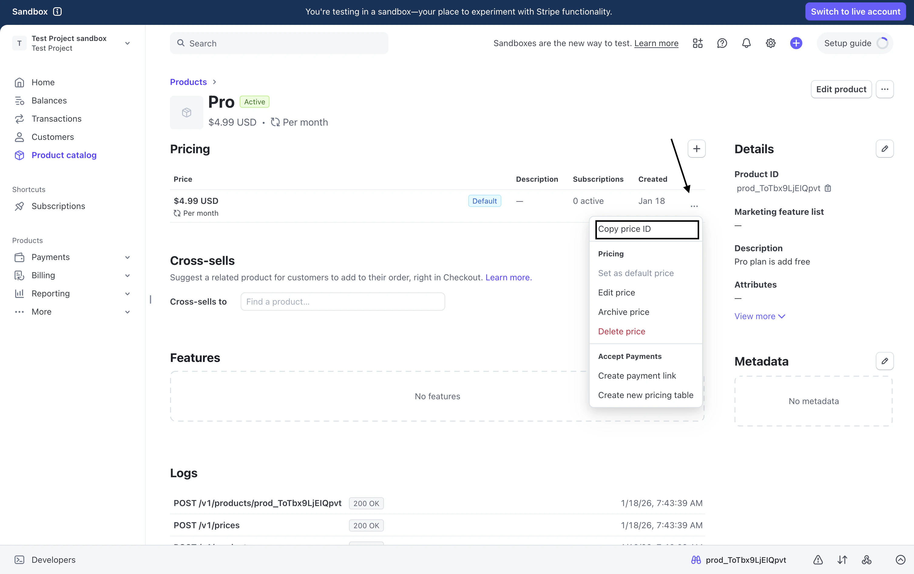 Copy Price ID