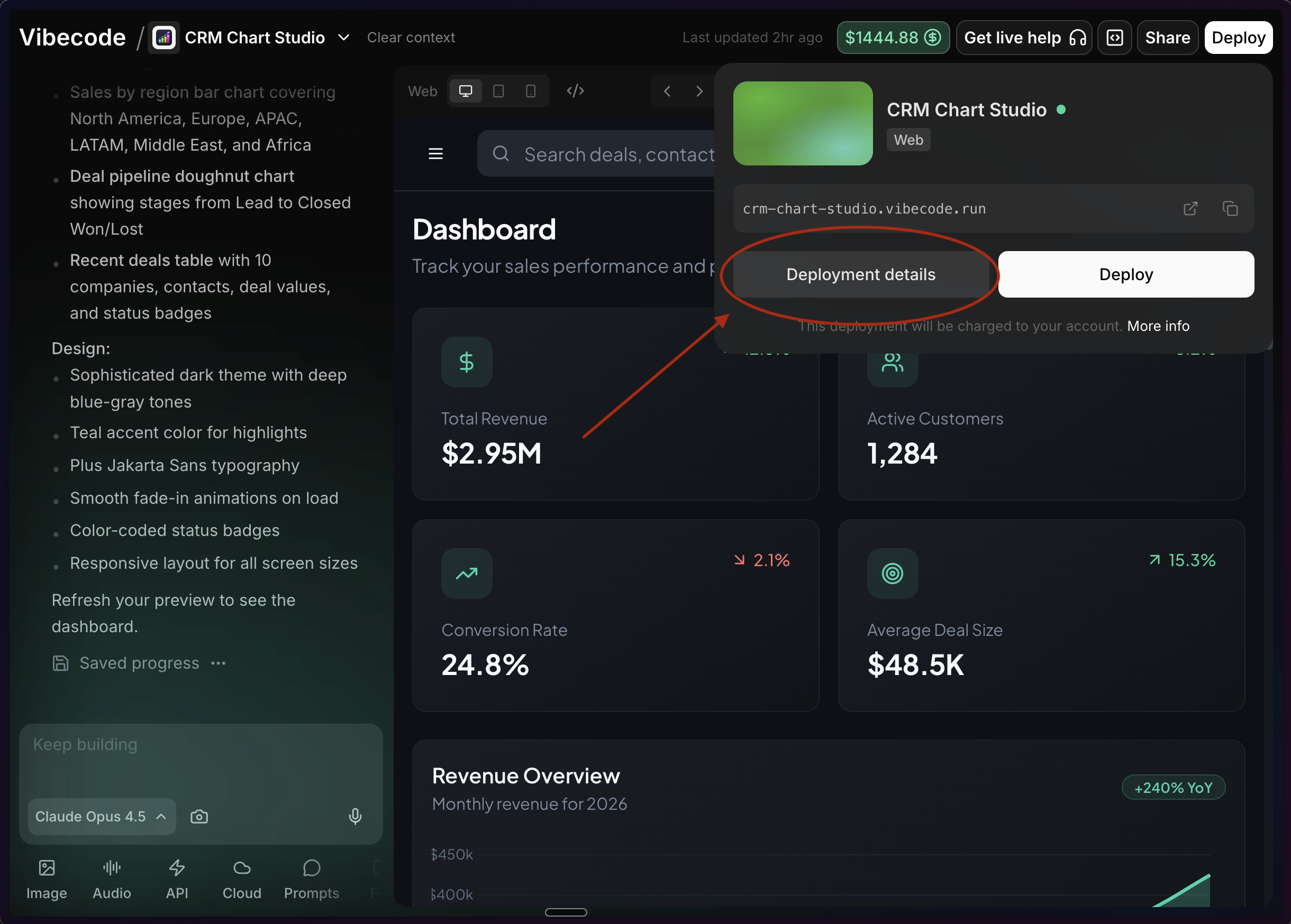 Accessing the deployment dashboard