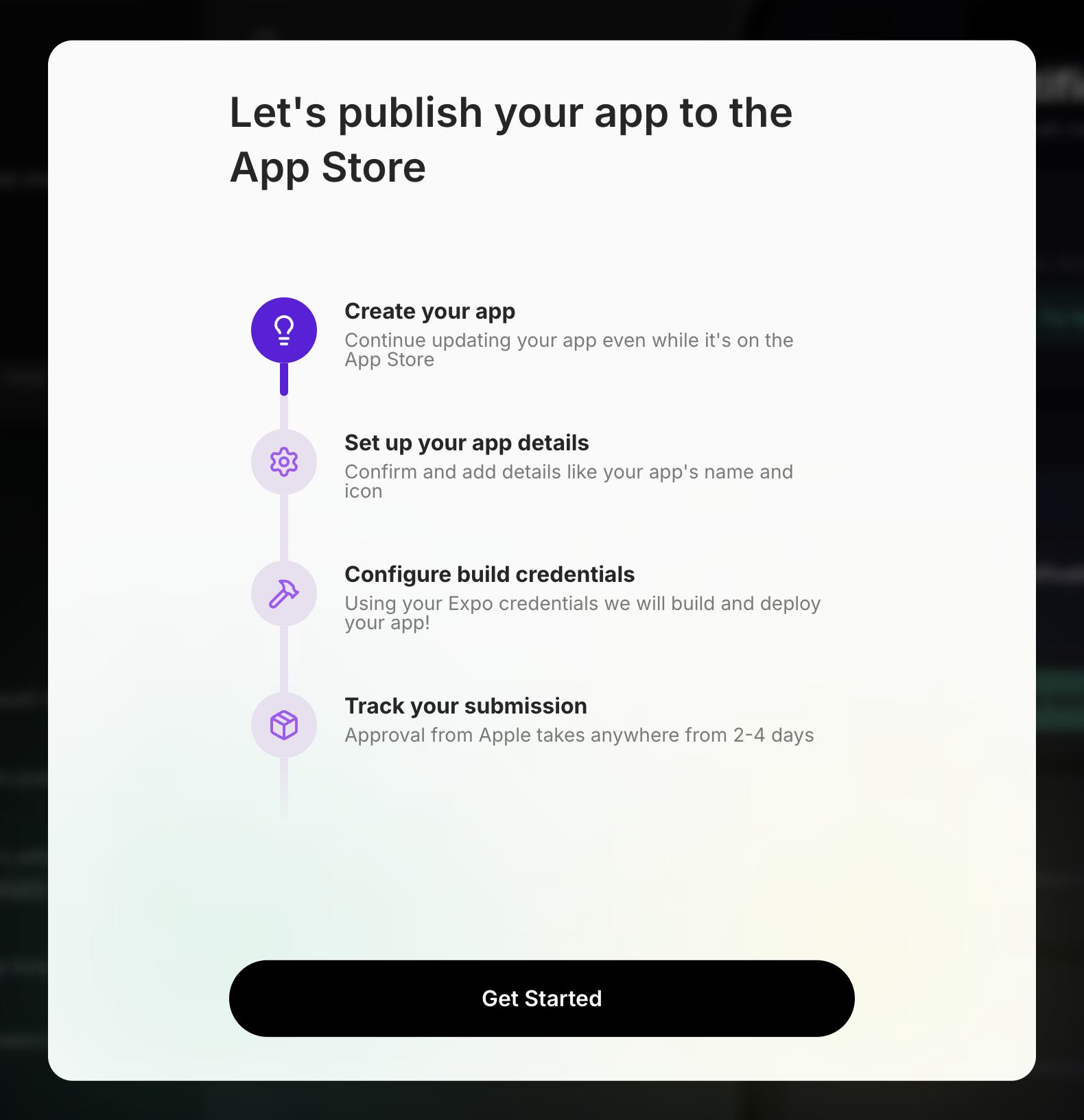 Expo Launch setup wizard