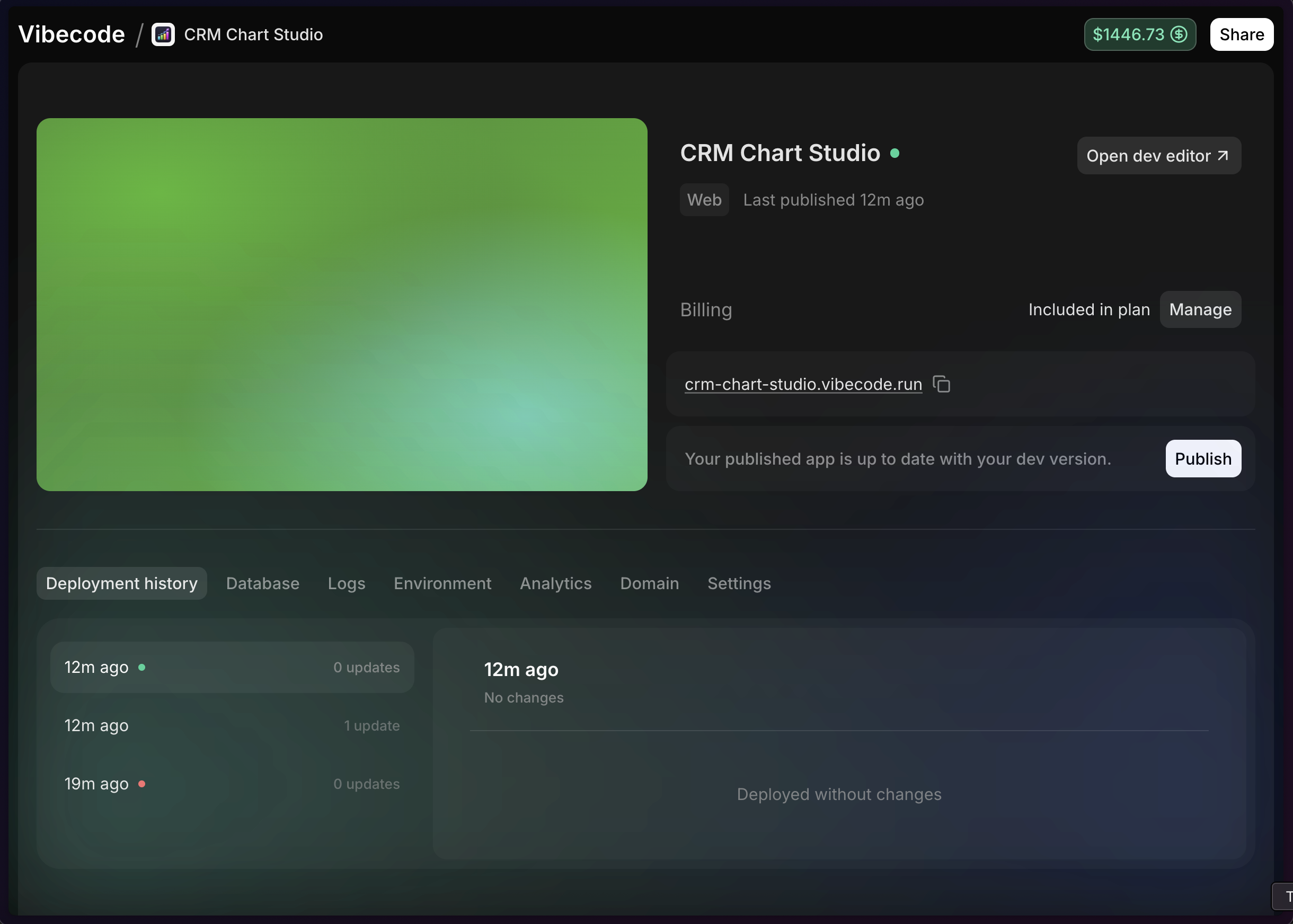 Deployment dashboard overview