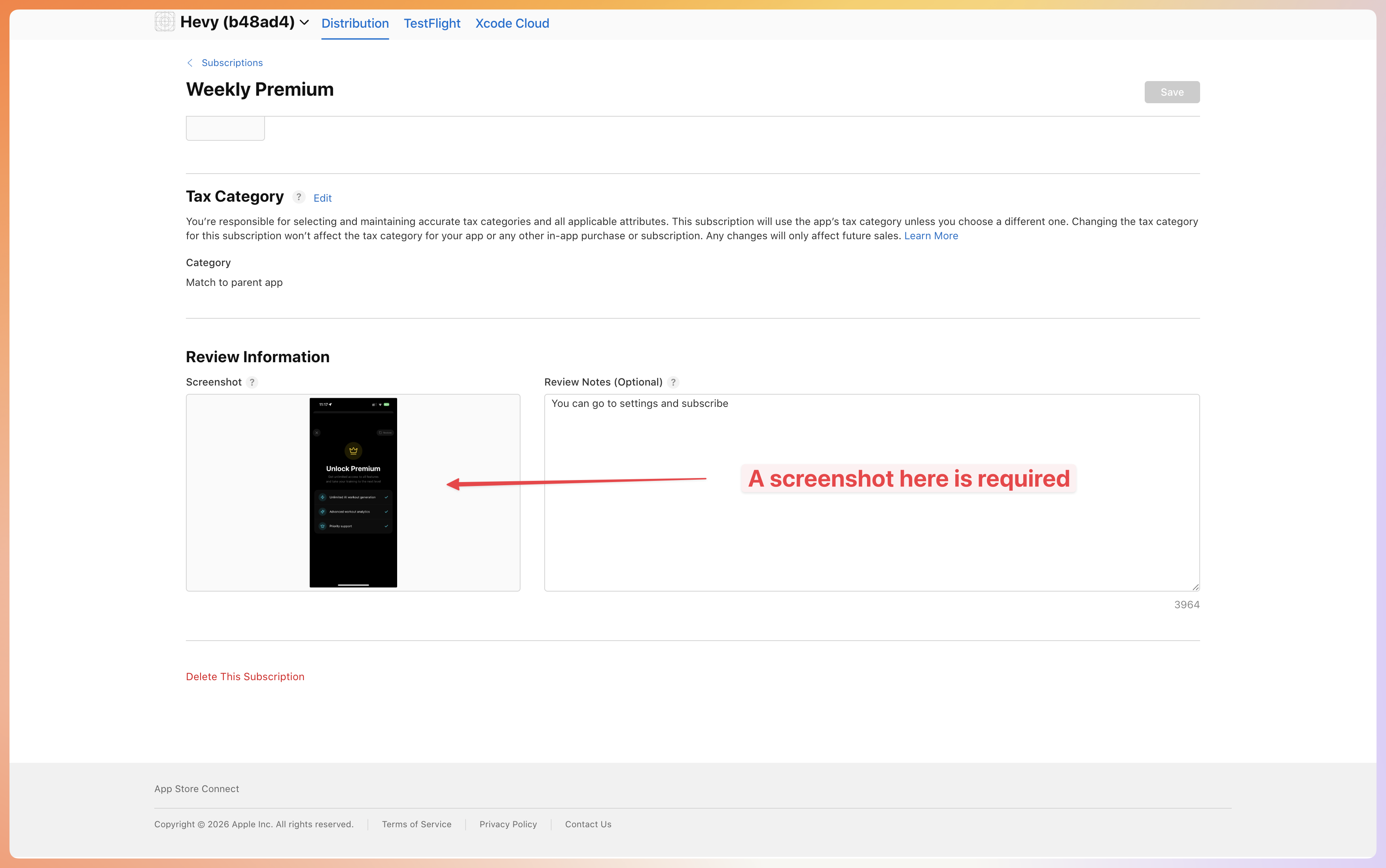 App Store Connect paywall screenshot
