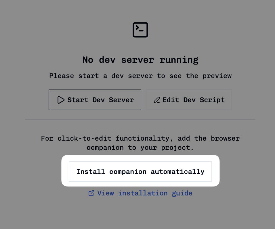 Install companion automatically button in Preview tab