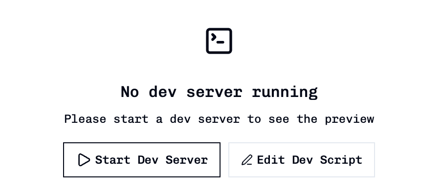 Starting development server from task interface