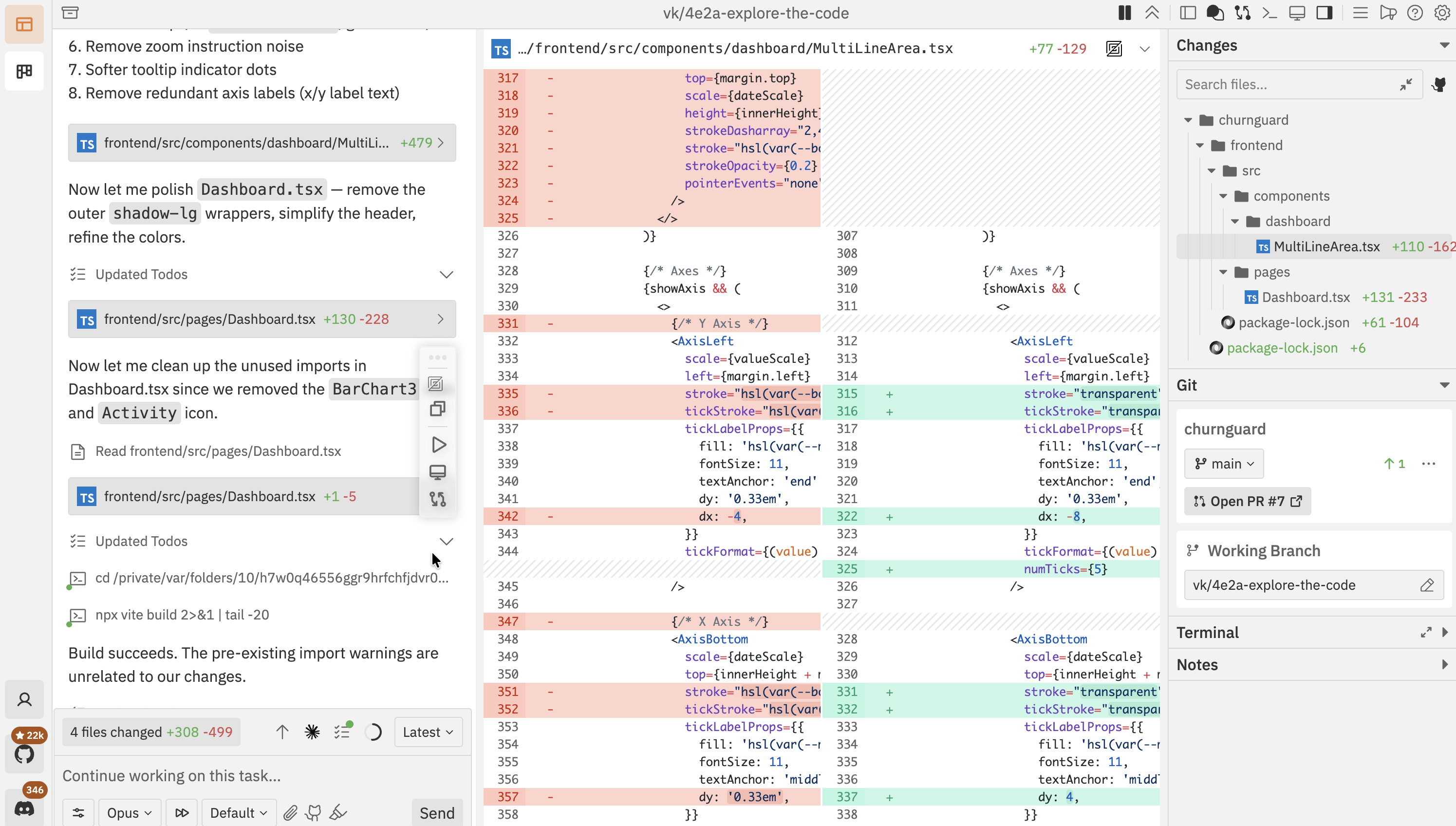 Side-by-side diff view showing additions in green and deletions in red