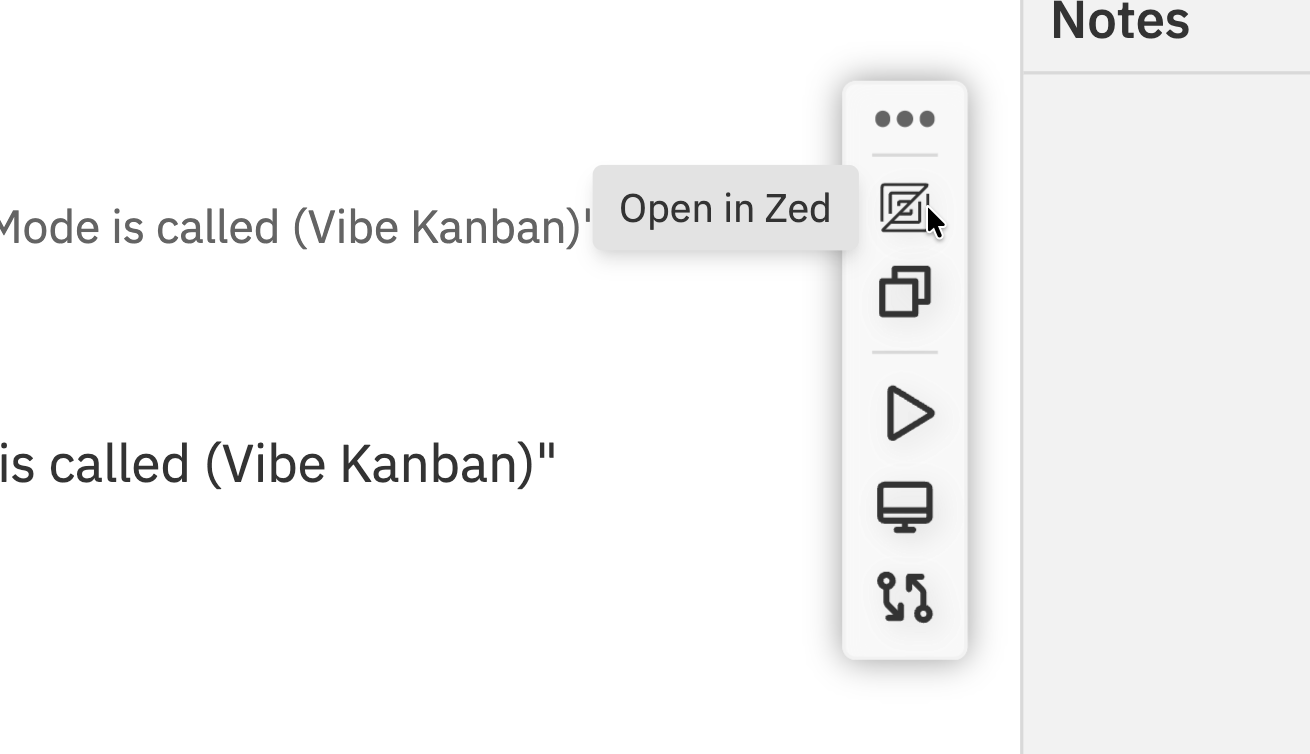 Open in IDE option in the context bar