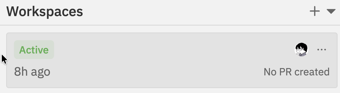 Workspaces section showing a linked active workspace