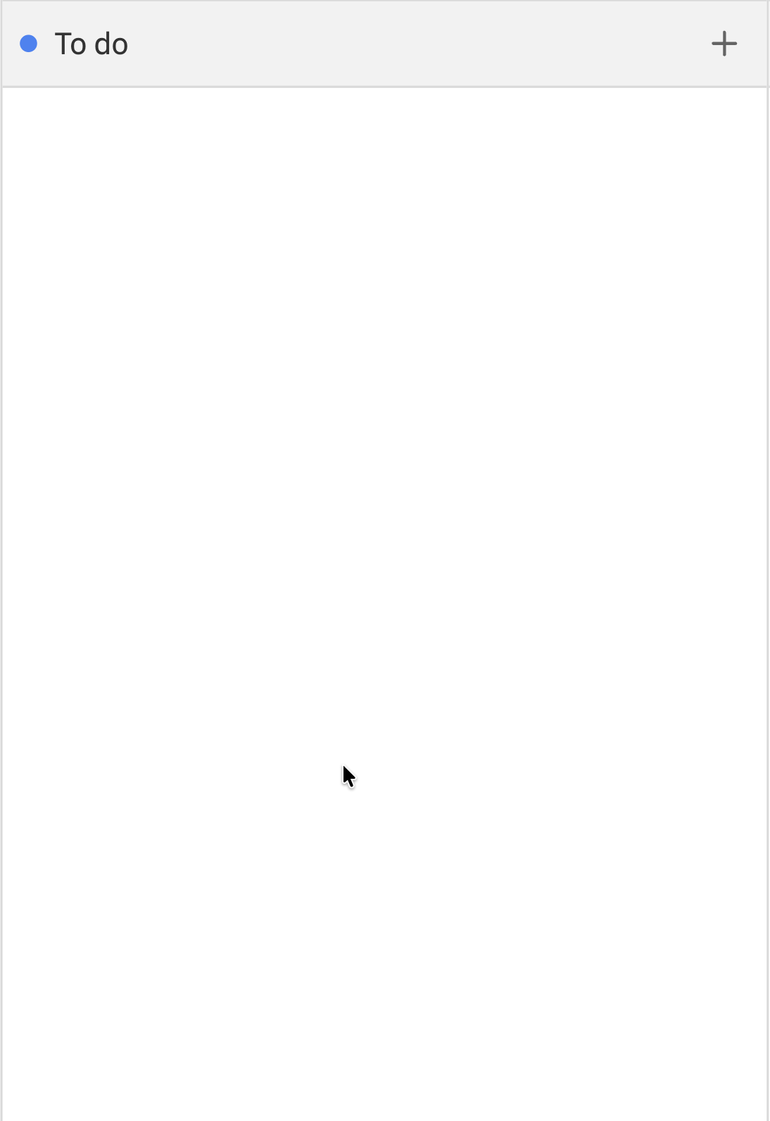 Empty column showing the + button to create a new issue