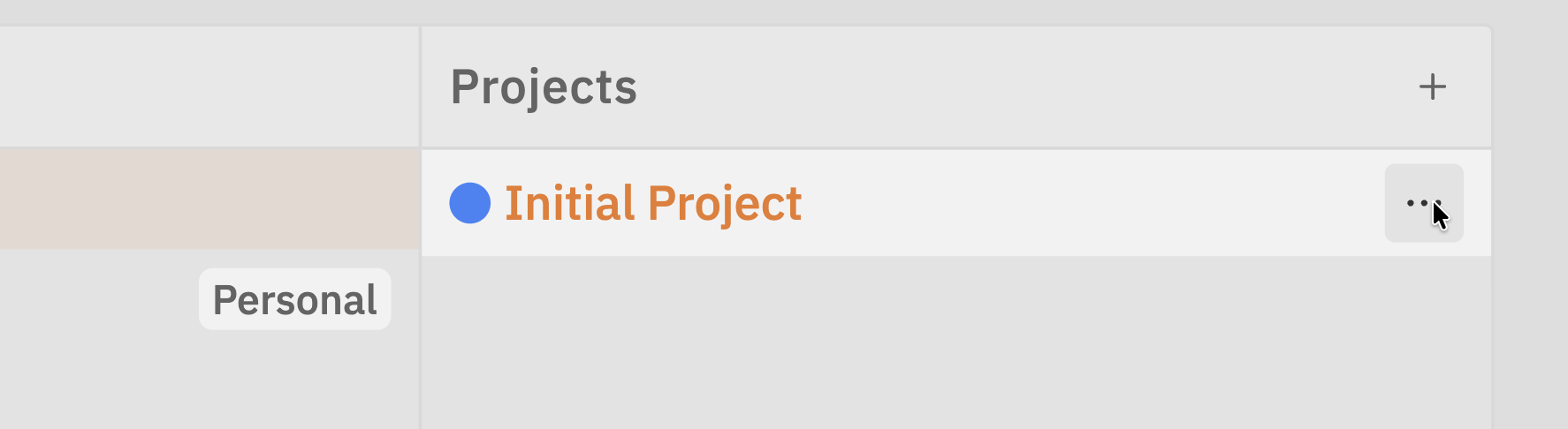 Project row showing three-dots menu button