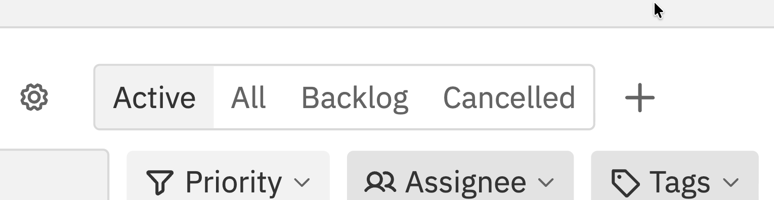 Status tabs showing Active, All, Backlog, and Cancelled