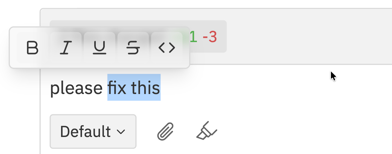 Chat input formatting toolbar showing bold, italic, underline, strikethrough, and code buttons