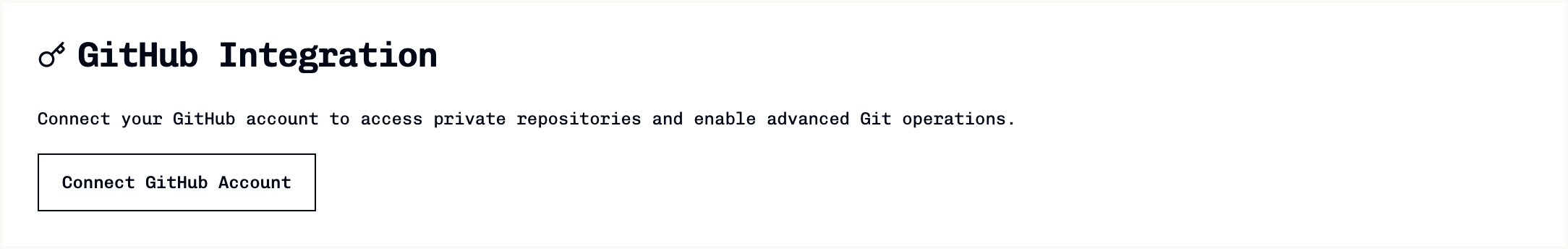 Settings page with Connect GitHub Account button