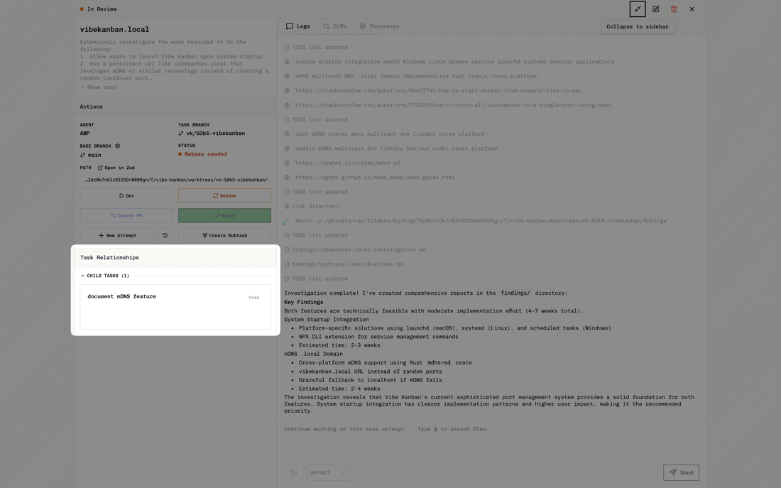 Creating Subtasks - Vibe Kanban