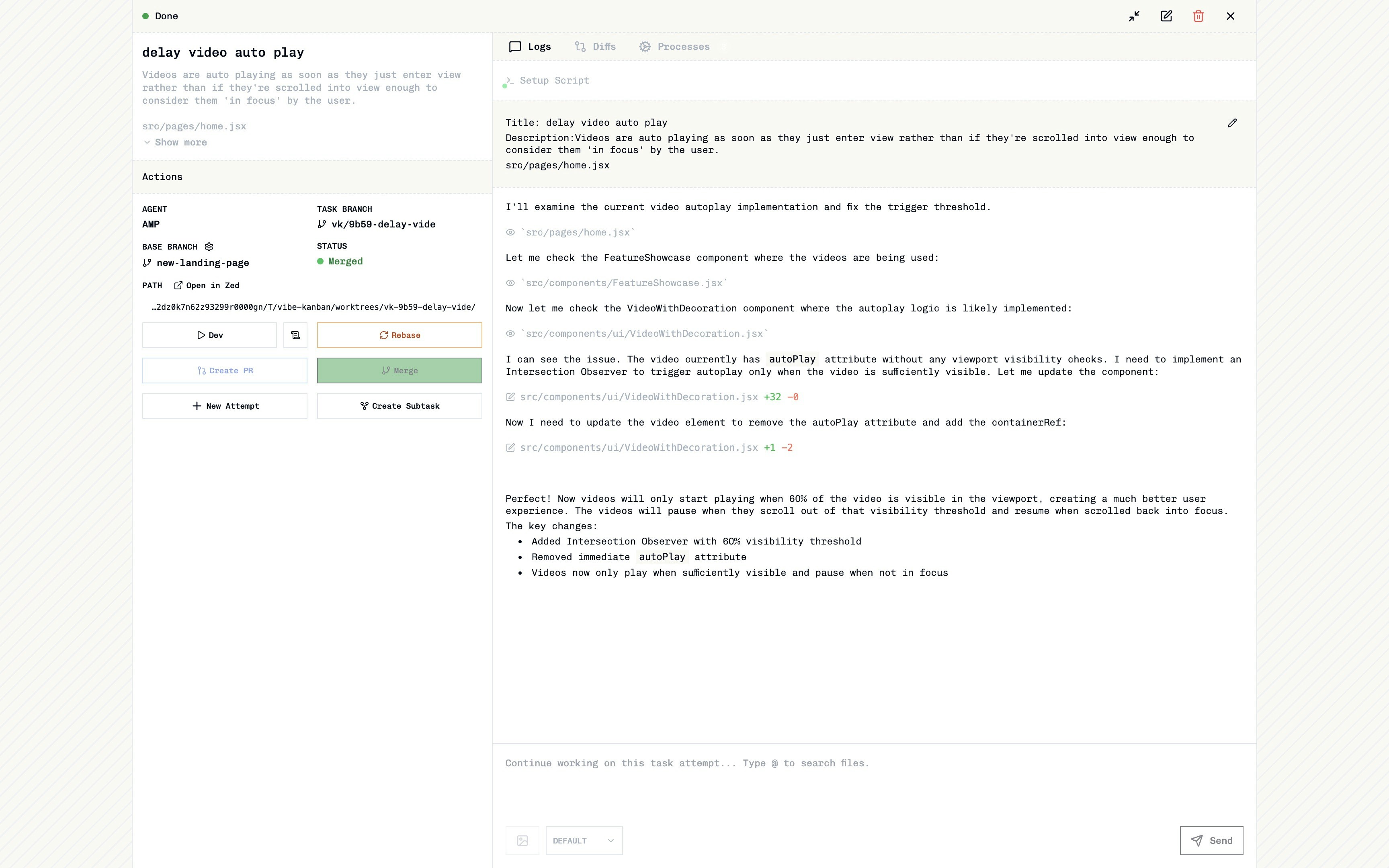 Task details in full screen mode showing the complete interface with sidebar and tabs