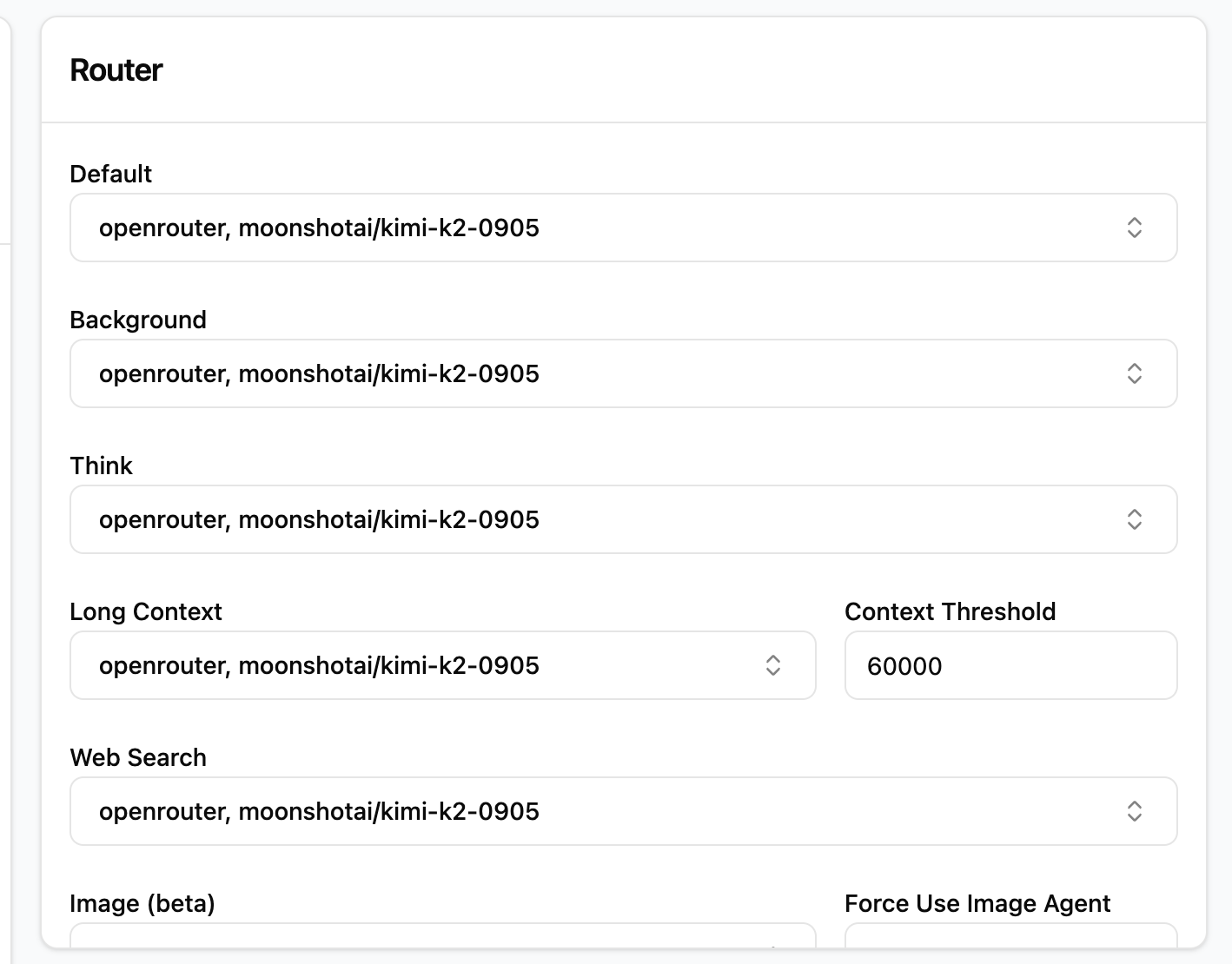 CCR models configuration example