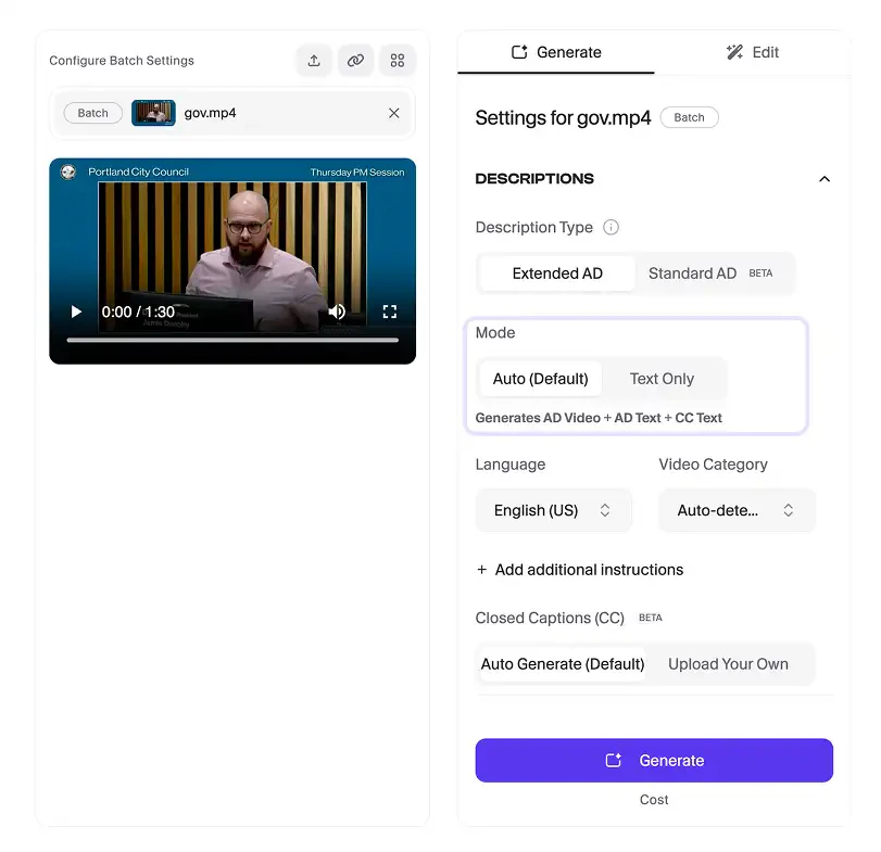 Select workflow mode: Auto or Text Only