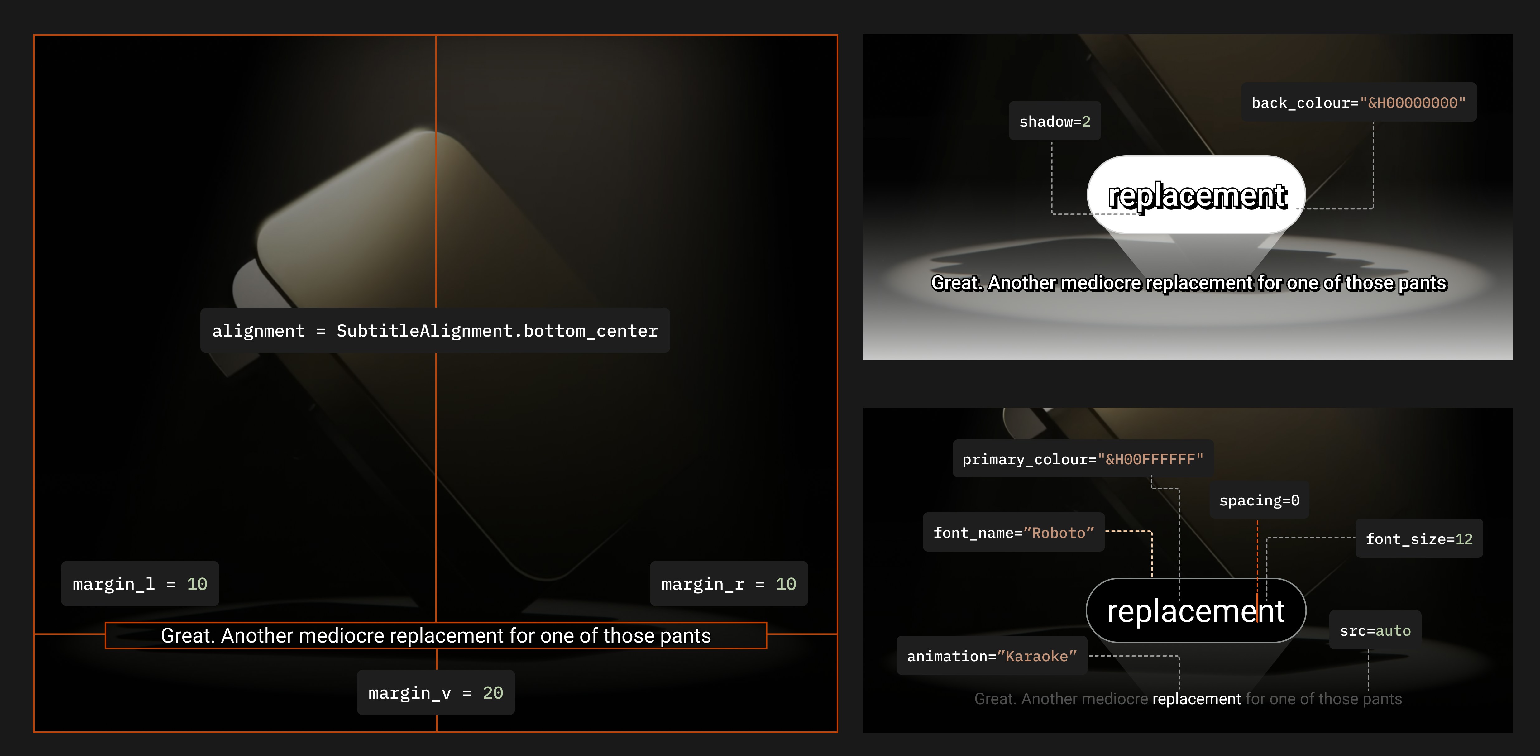 CaptionAsset example showing auto-generated subtitles synced to speech with animation