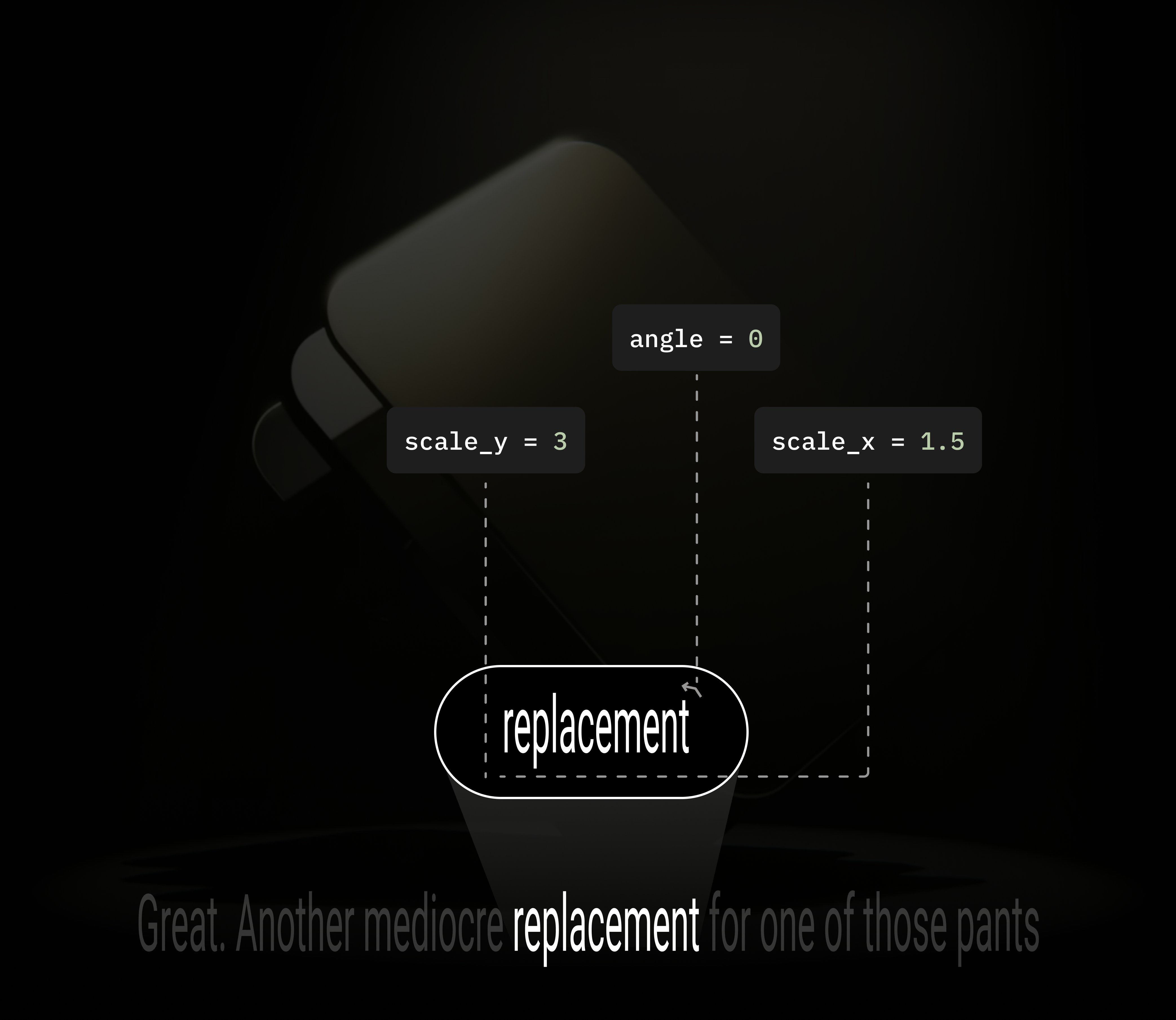 Examples of text transformation effects for subtitles including horizontal scaling, vertical scaling, and rotation angles