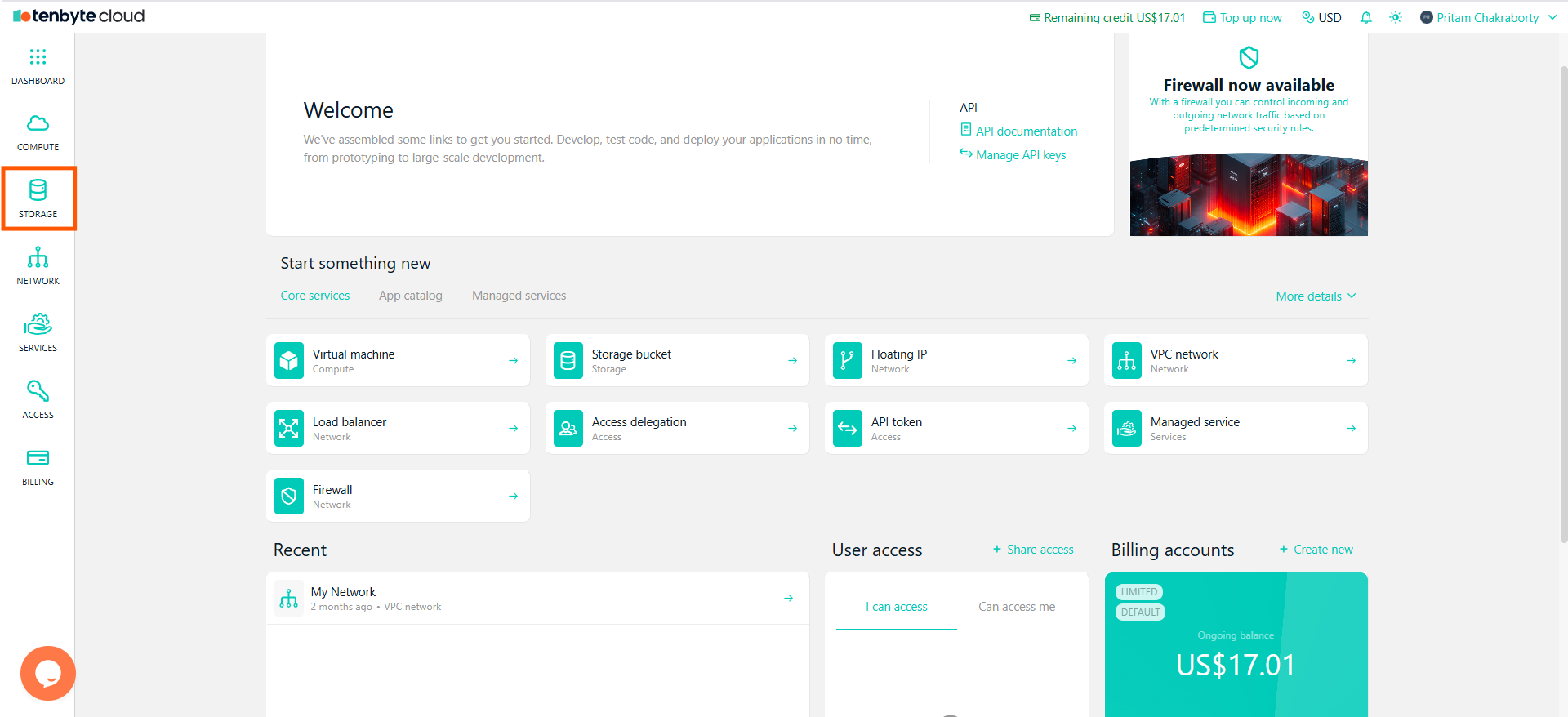 Open the Storage Section
