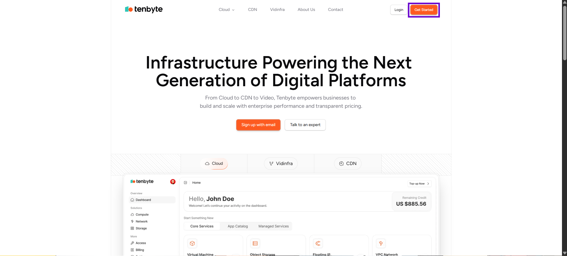 Tenbyte Landing Page