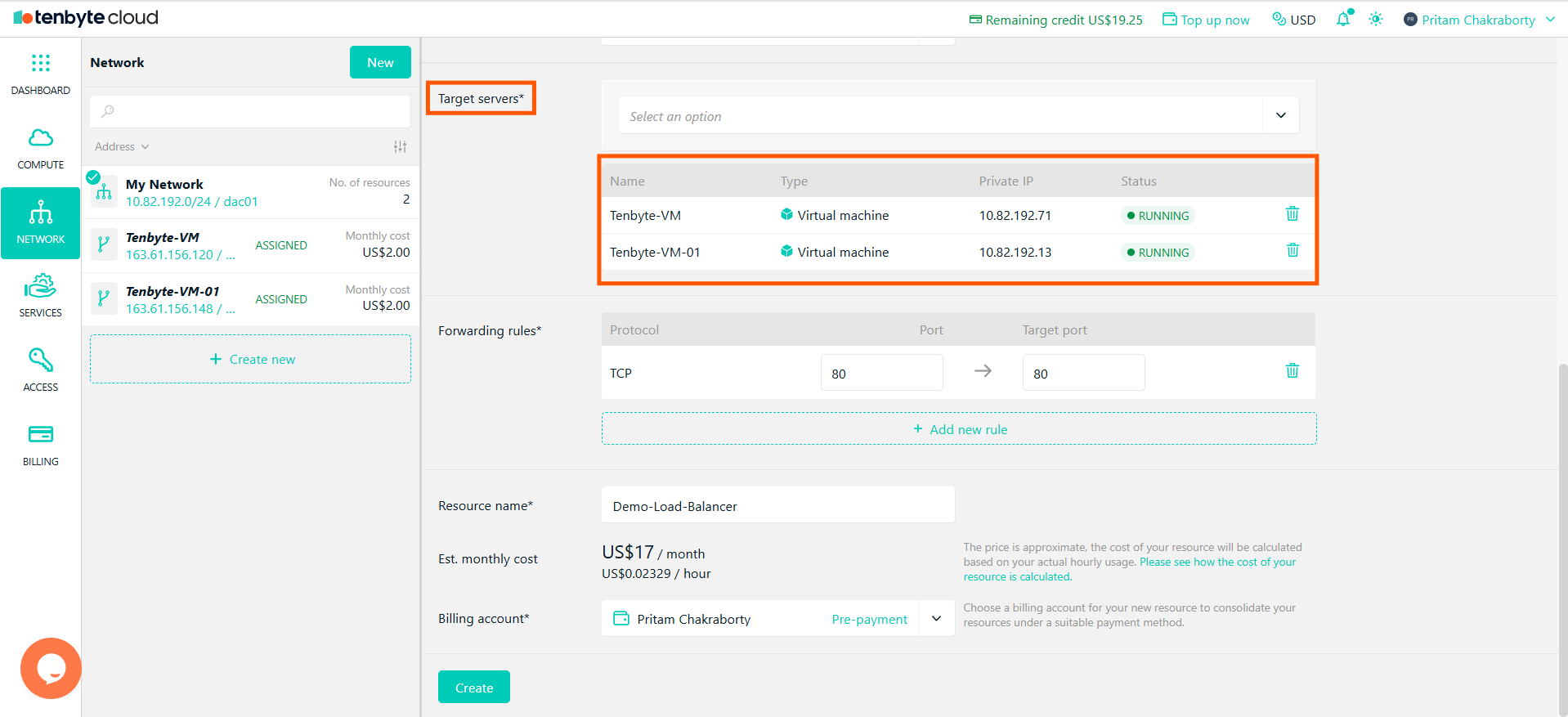 Select your Target VMs