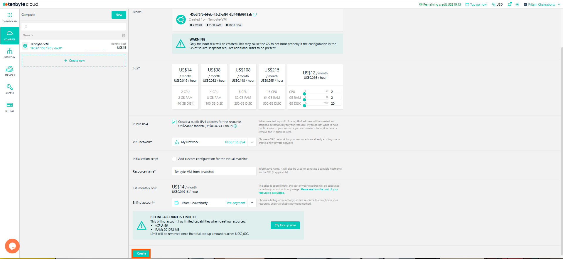 Create a New VM from Snapshot
