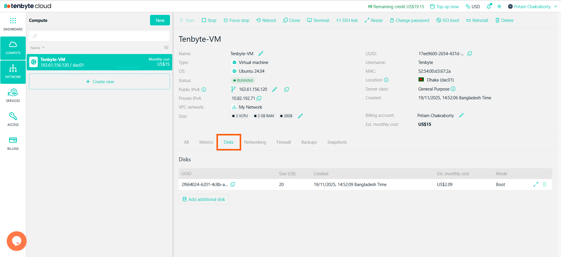 Navigate to the Disks Tab