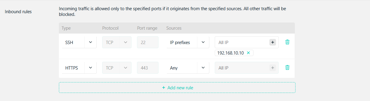 Configure Inbound Rules