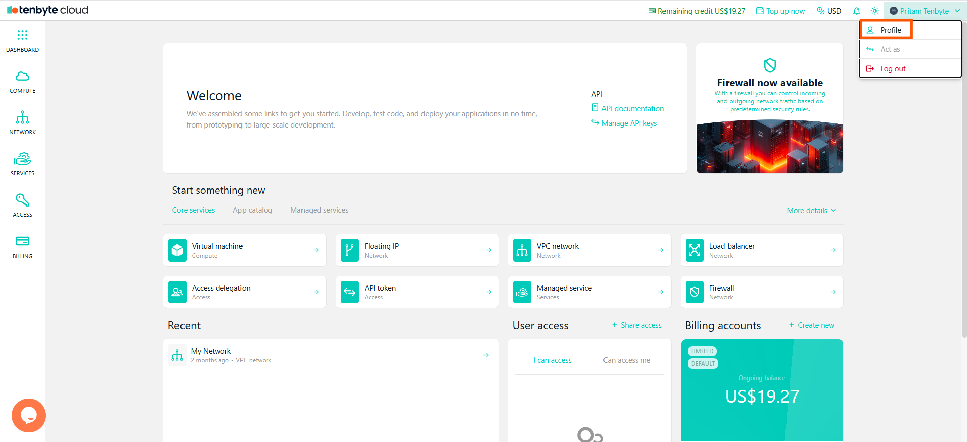 Access your Tenbyte Profile