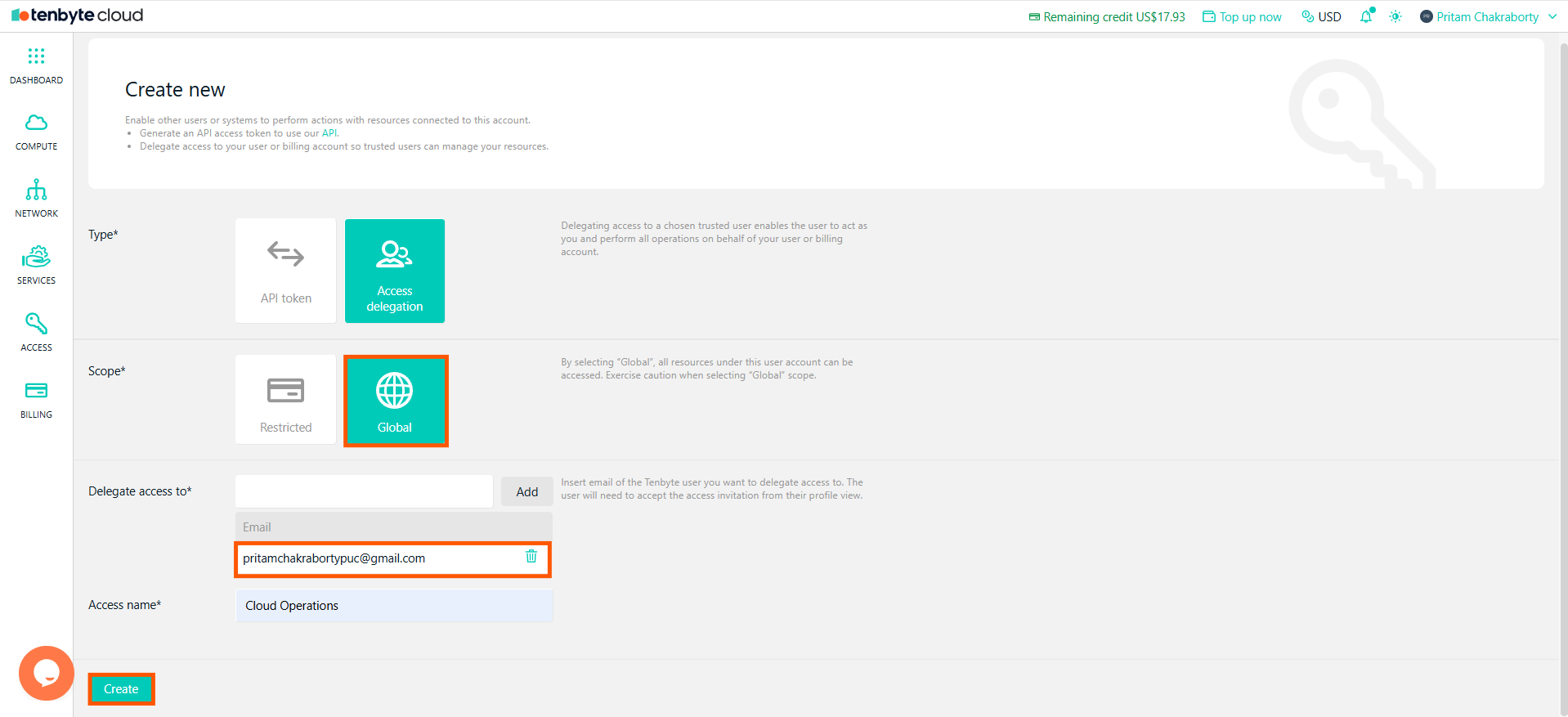 Access Delegation for Global Scope