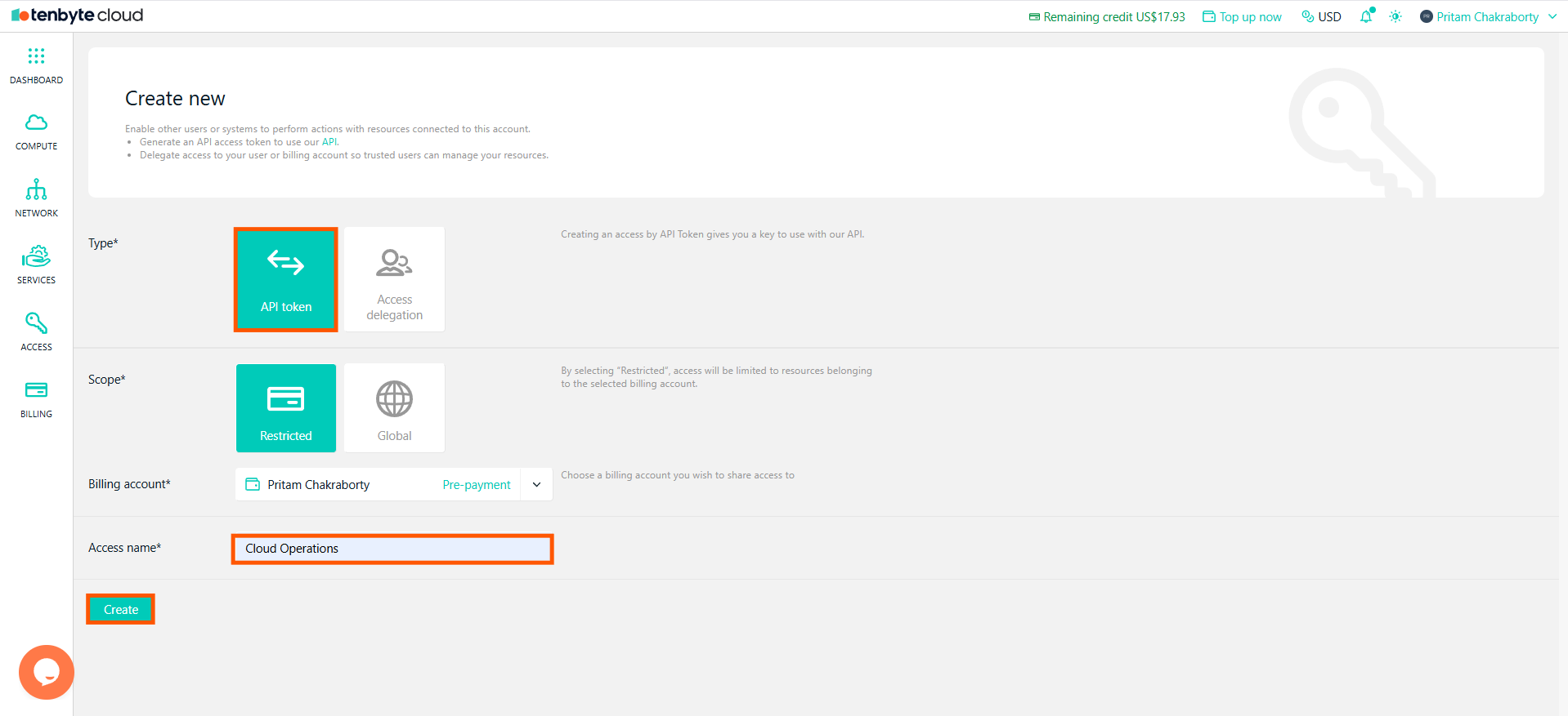 Access for API Token