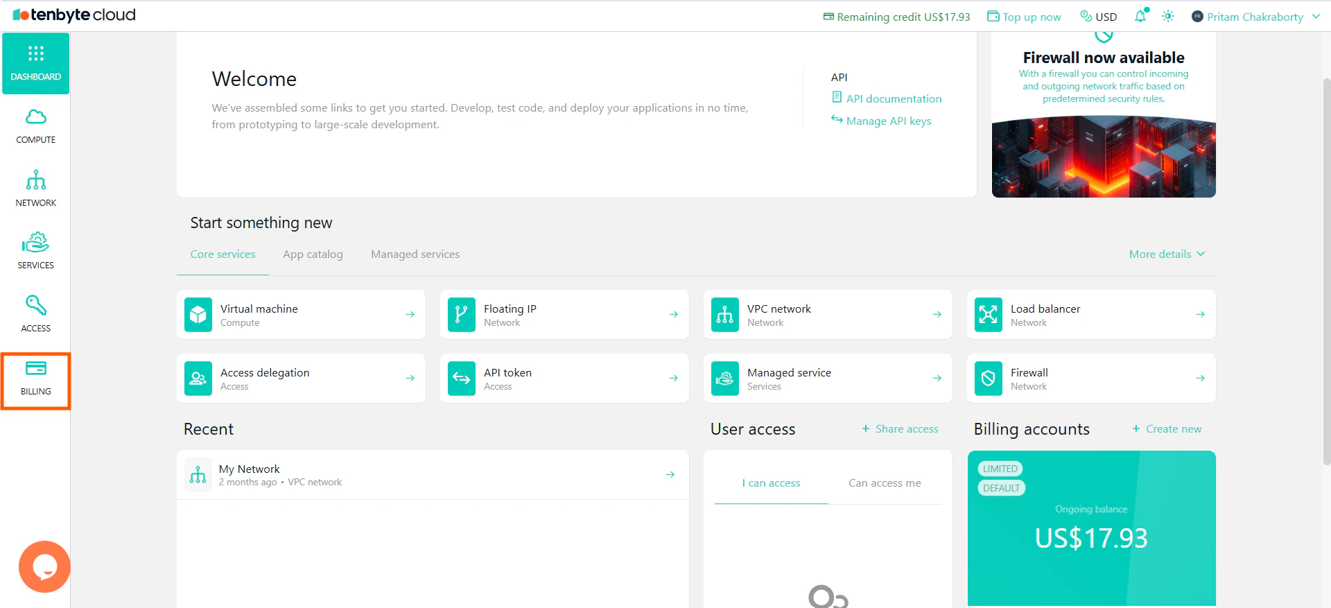 Navigate to Billing Section