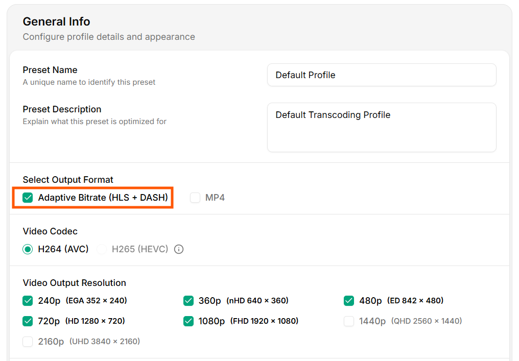 Transcoding Configuration