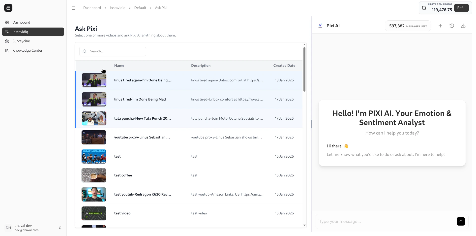 Ask Pixi multi-select