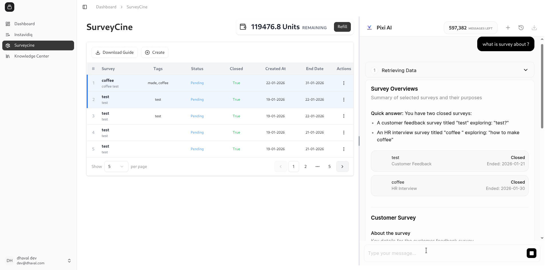 Survey Ask Pixi multi-select