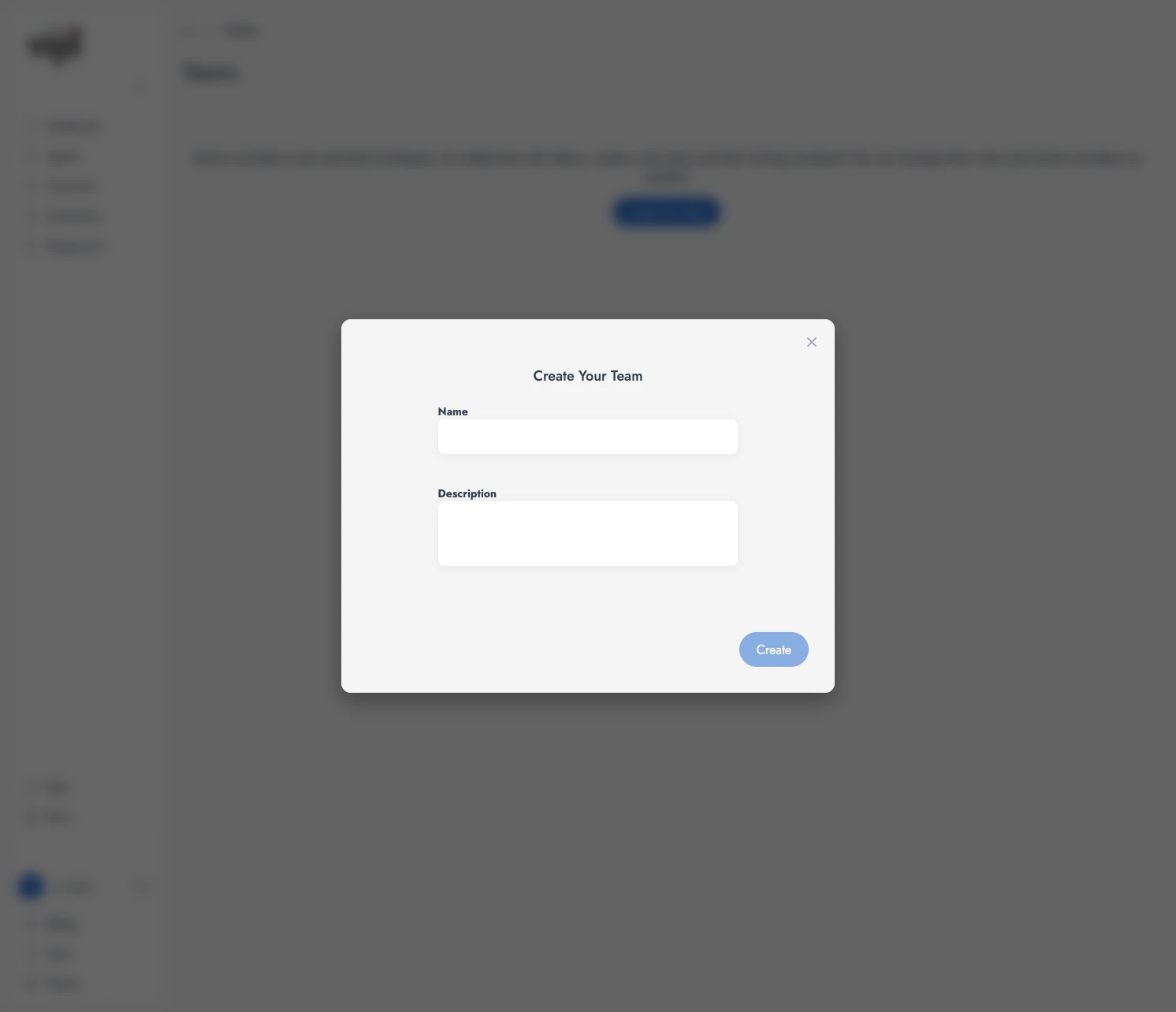 Create team modal