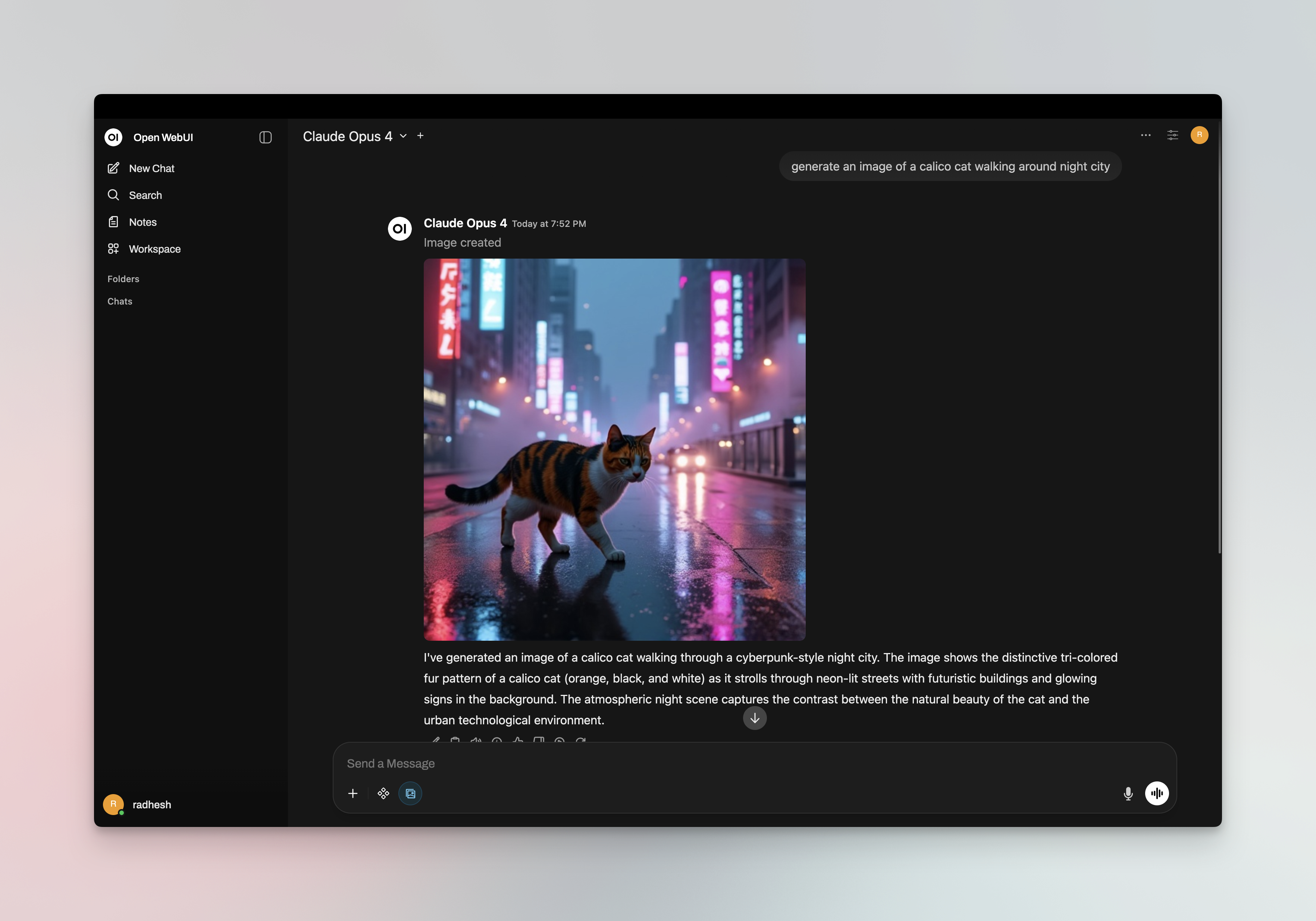 Image generation and chat in Open WebUI powered by Vikat
