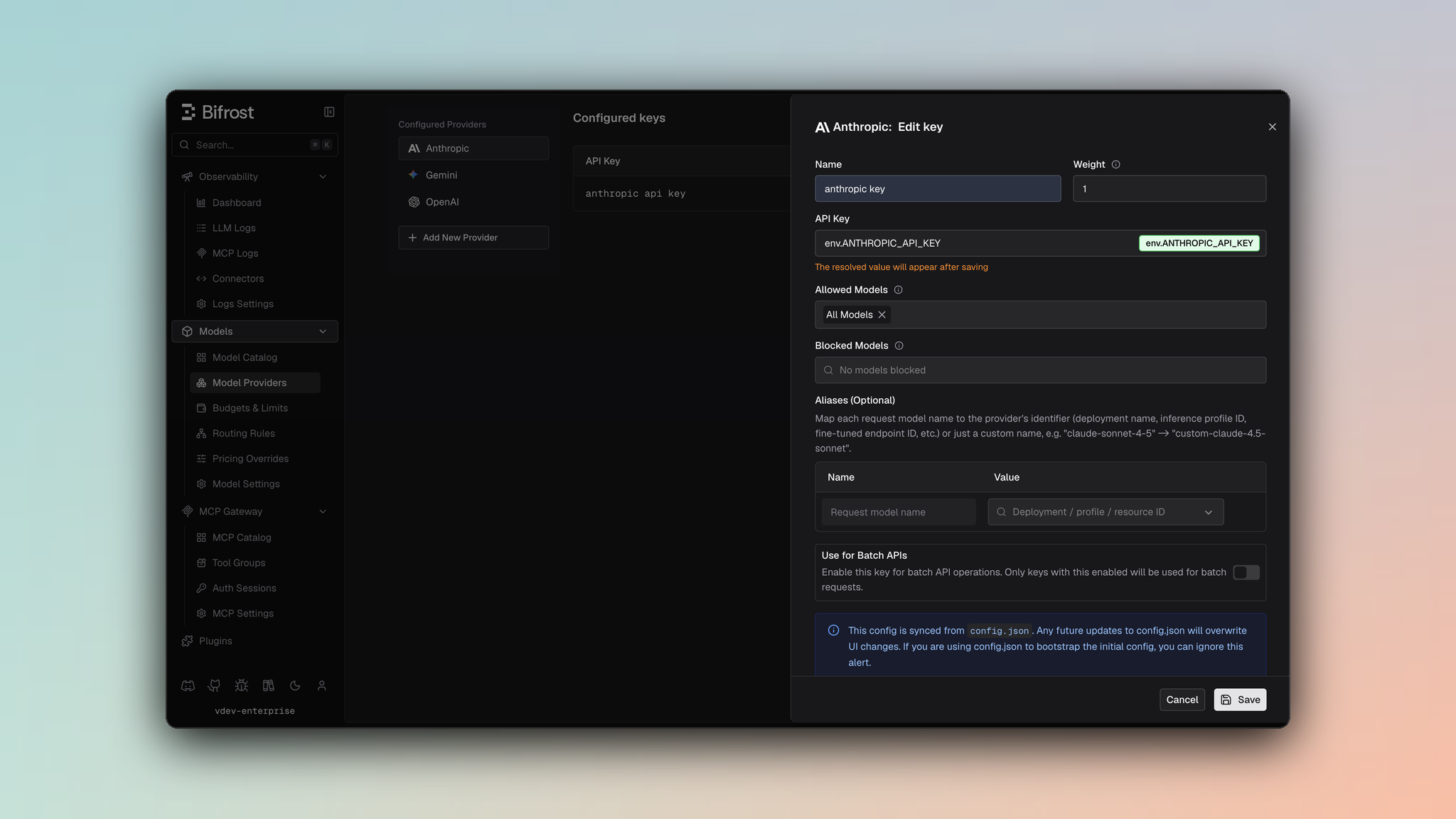 Anthropic provider dashboard